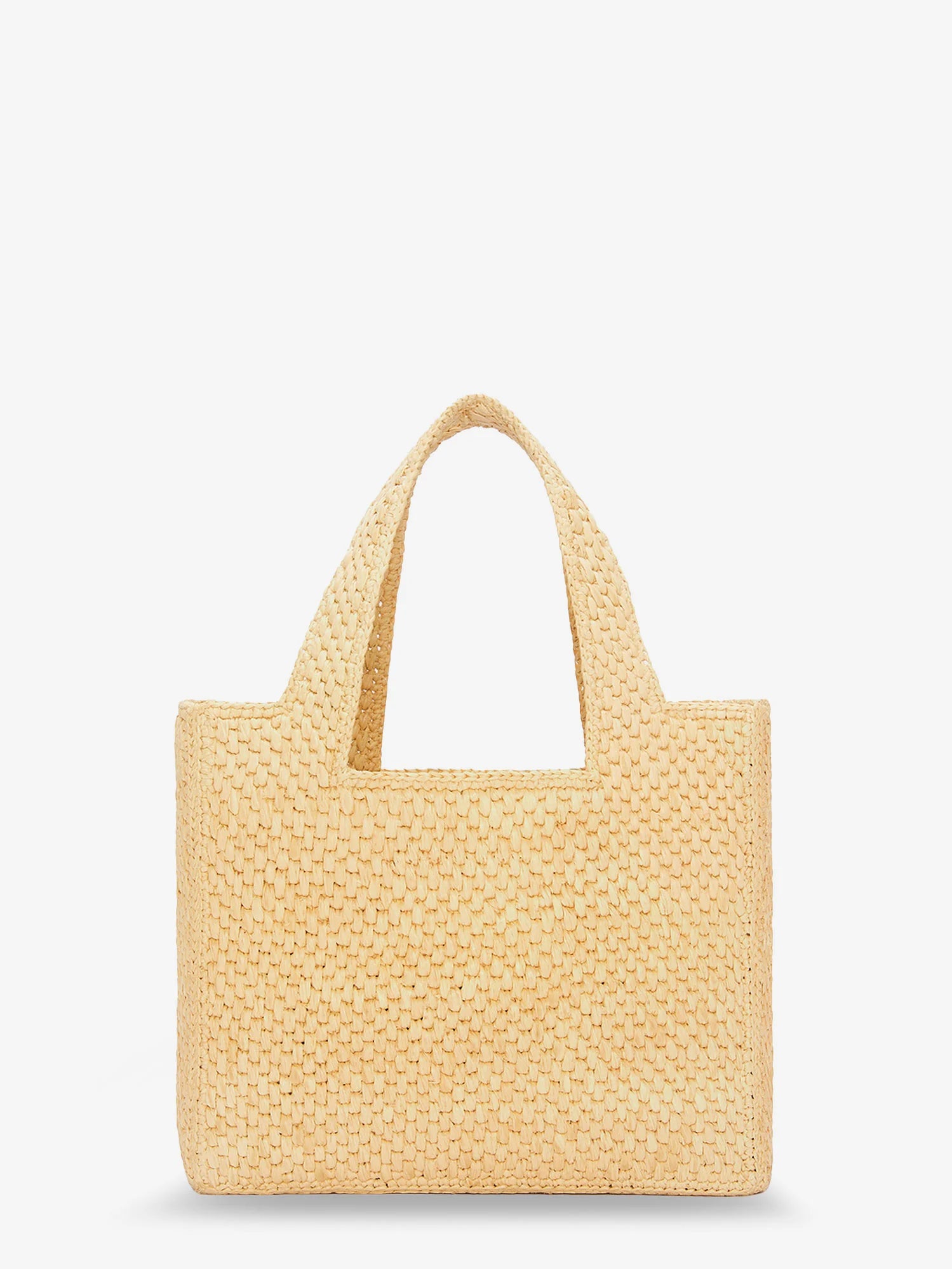 Paula's Ibiza -Small Loewe Font raffia handbag with embroidered logo on the front
