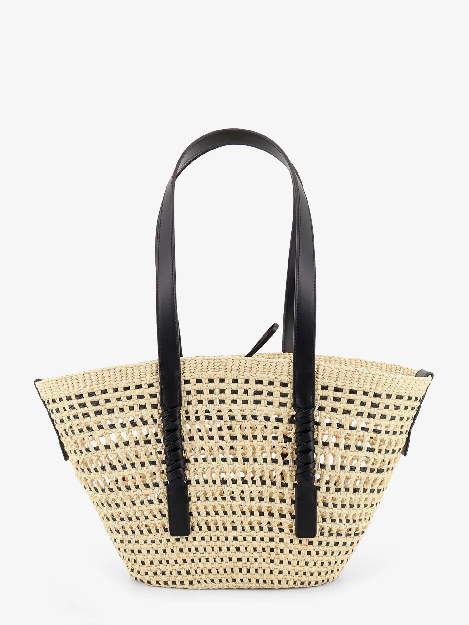 Paula's Ibiza -Braid raffia and leather shoulder bag