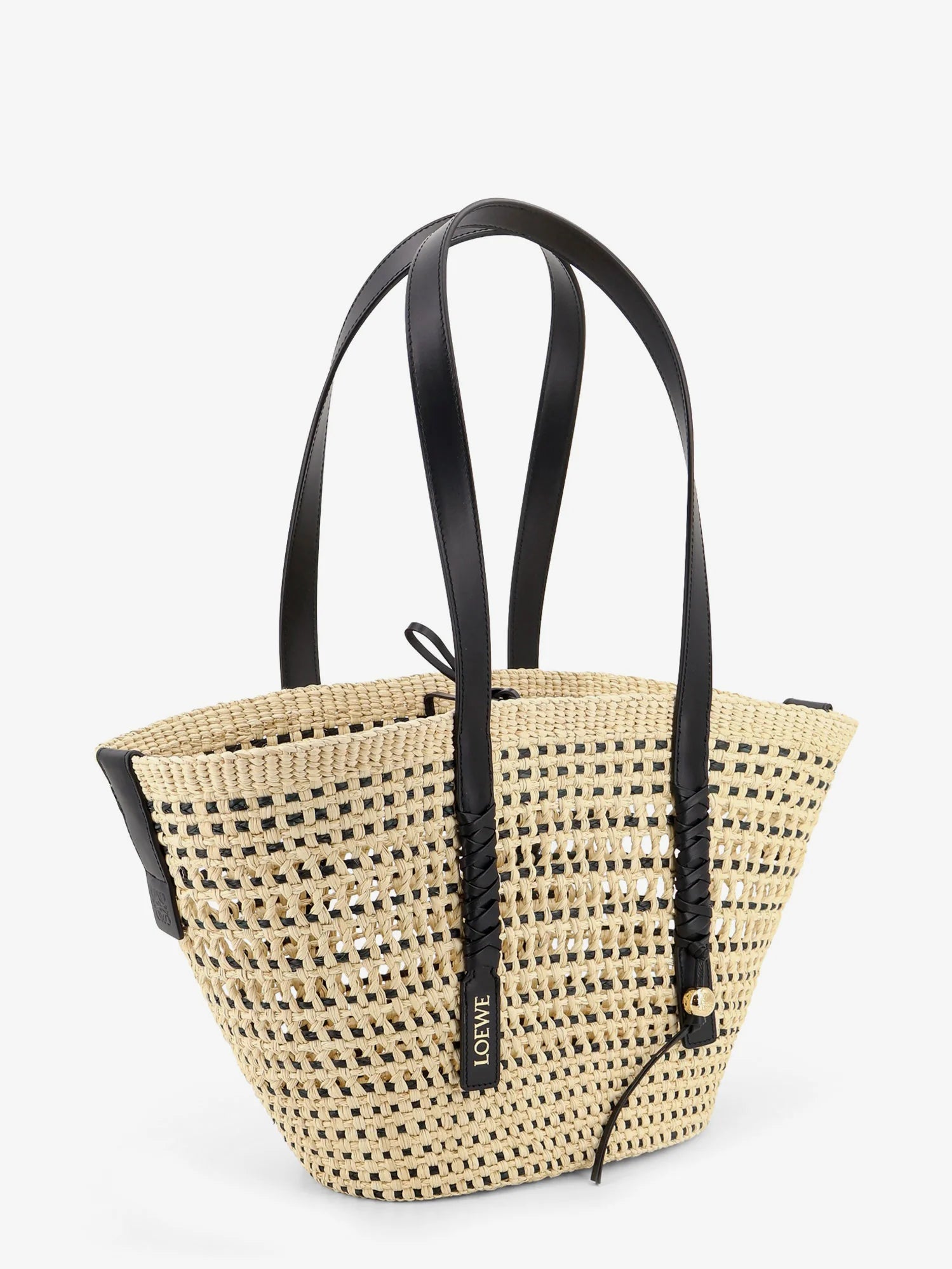 Paula's Ibiza -Braid raffia and leather shoulder bag