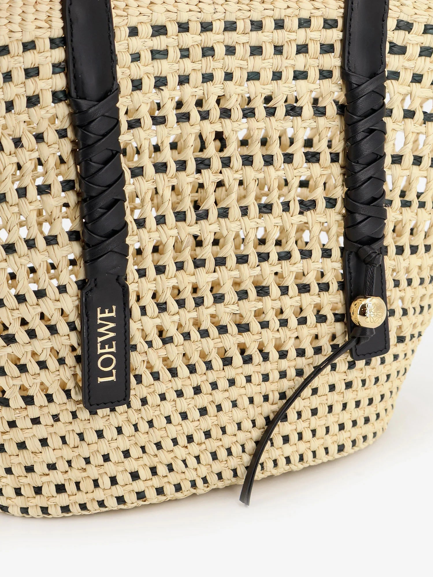 Paula's Ibiza -Braid raffia and leather shoulder bag