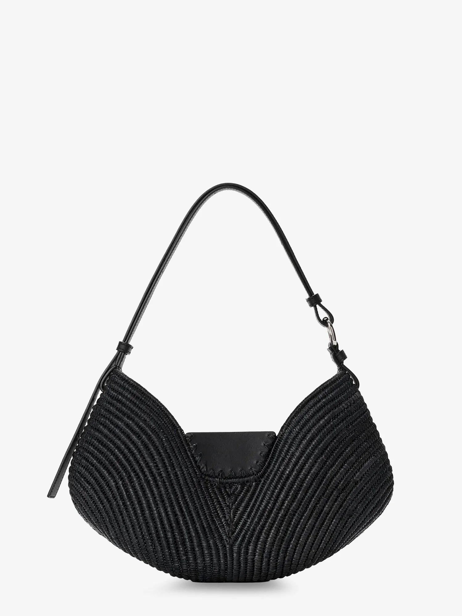 Paula's Ibiza-Swing raffia and leather shoulder bag