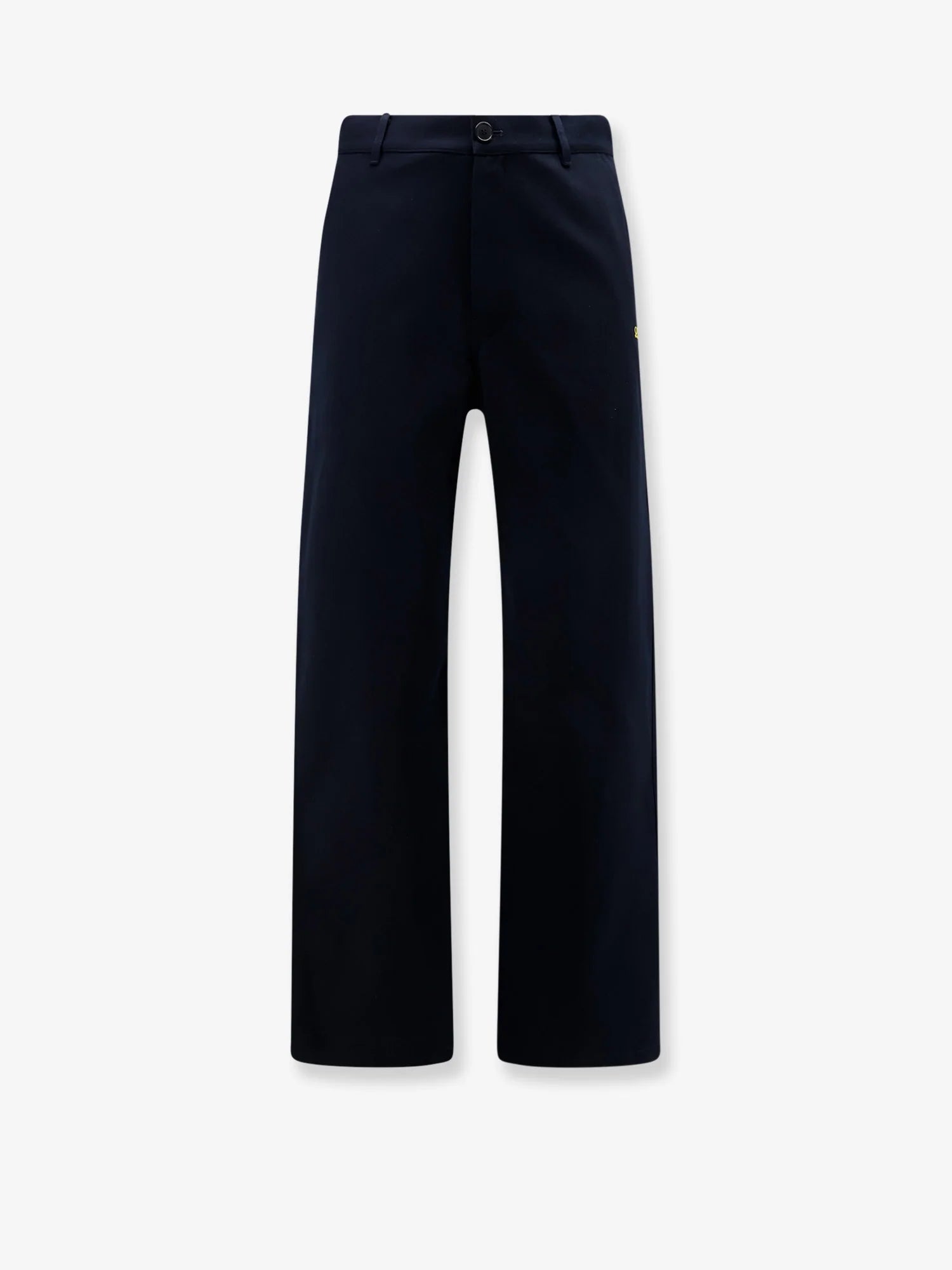 Denim trousers with contrasting embroidered logo