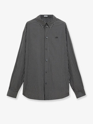 Technical cotton shirt with all-over check pattern
