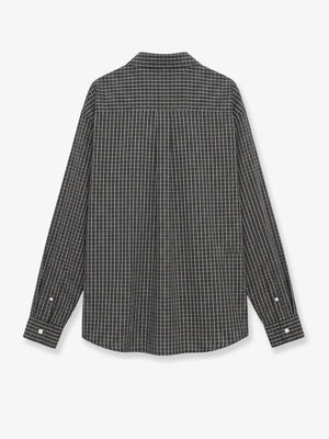Technical cotton shirt with all-over check pattern