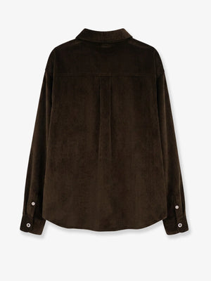 Corduroy shirt with leather pocket