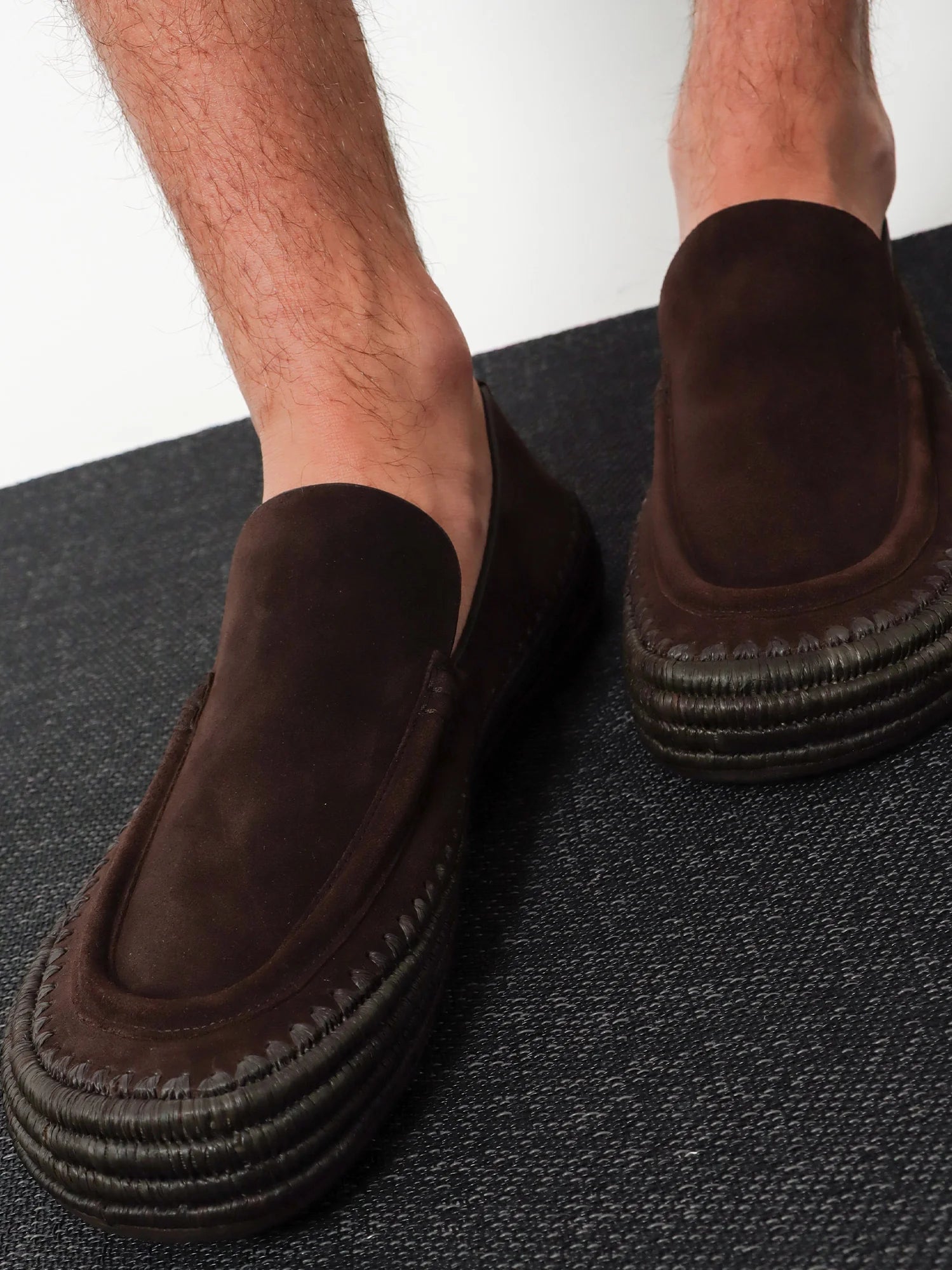 Rio suede and raffia loafers