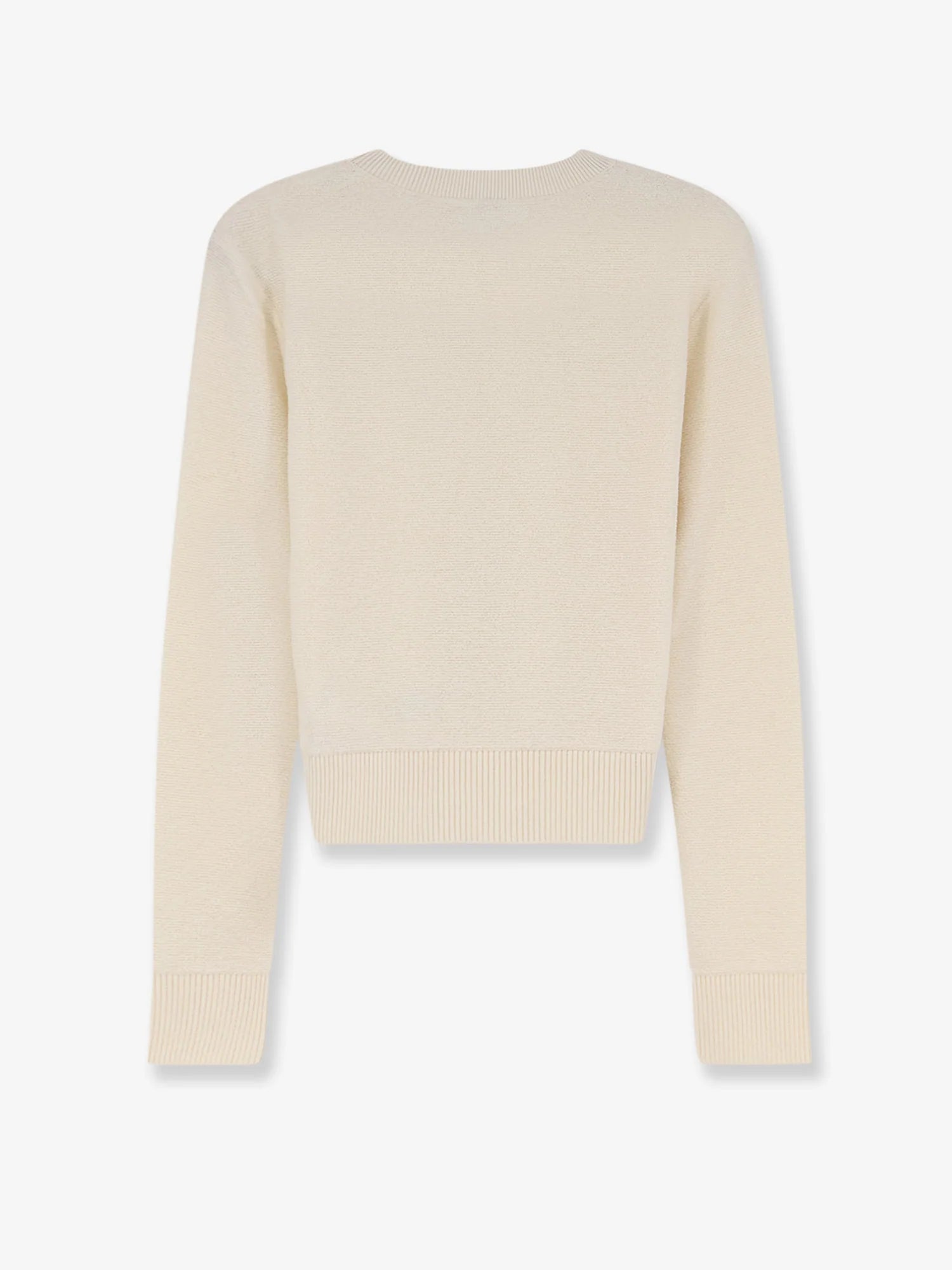 Wool sweater with contrasting embroidered logo on the bottom