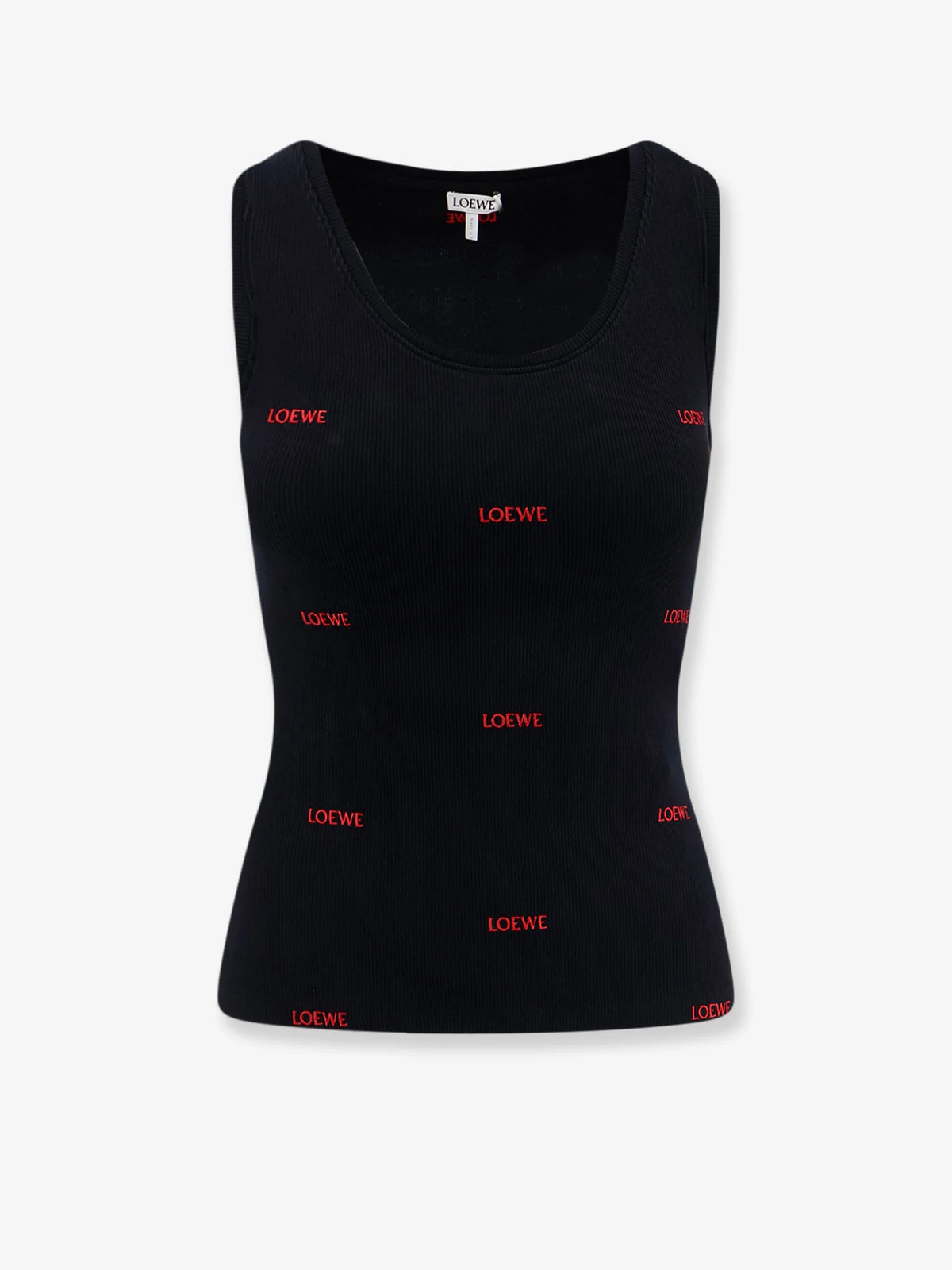 Cotton tank top with all-over logo lettering embroidery