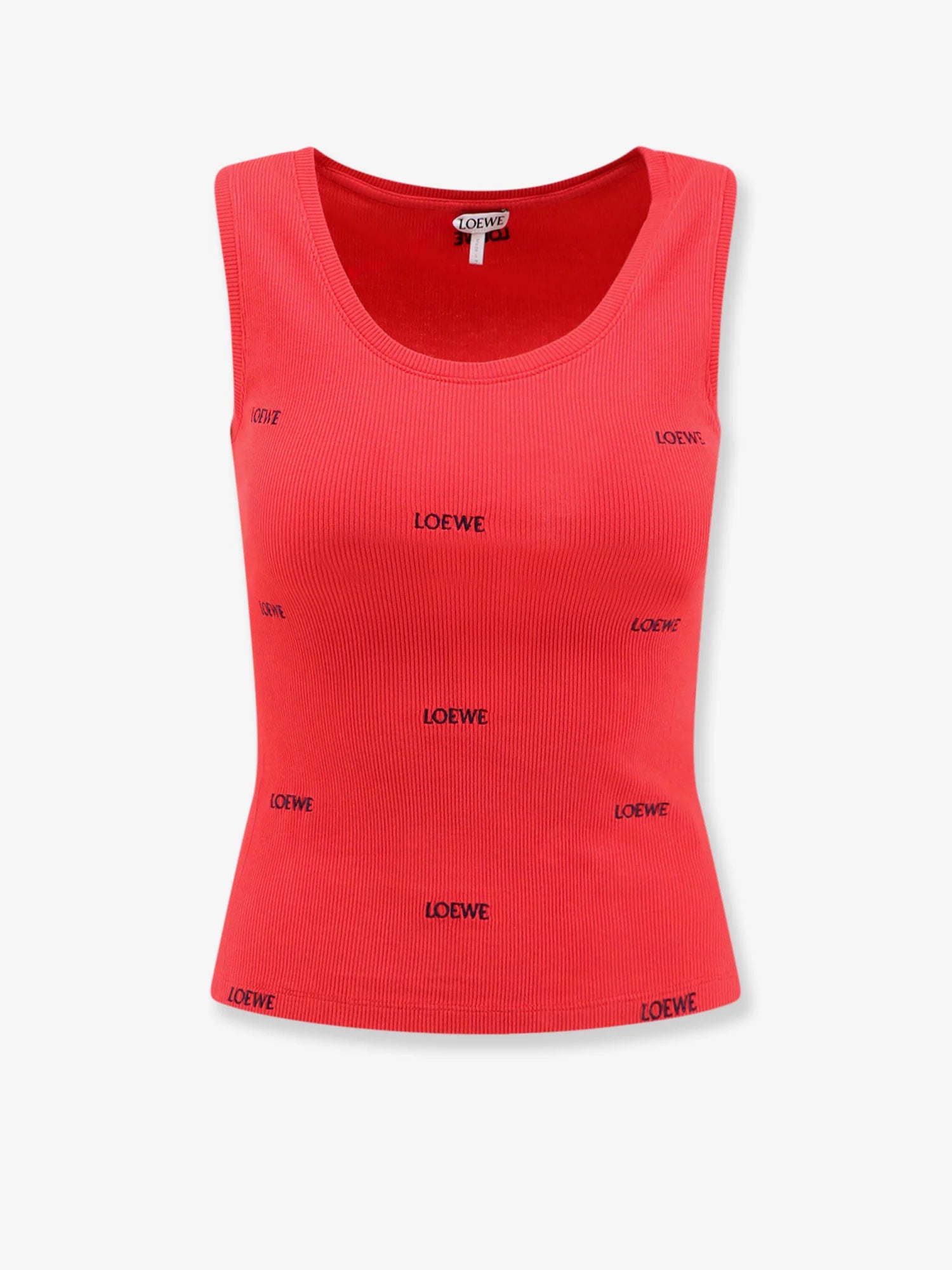 Cotton tank top with all-over logo lettering embroidery