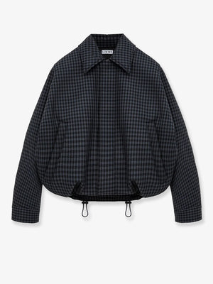 Lightweight wool jacket with a check pattern