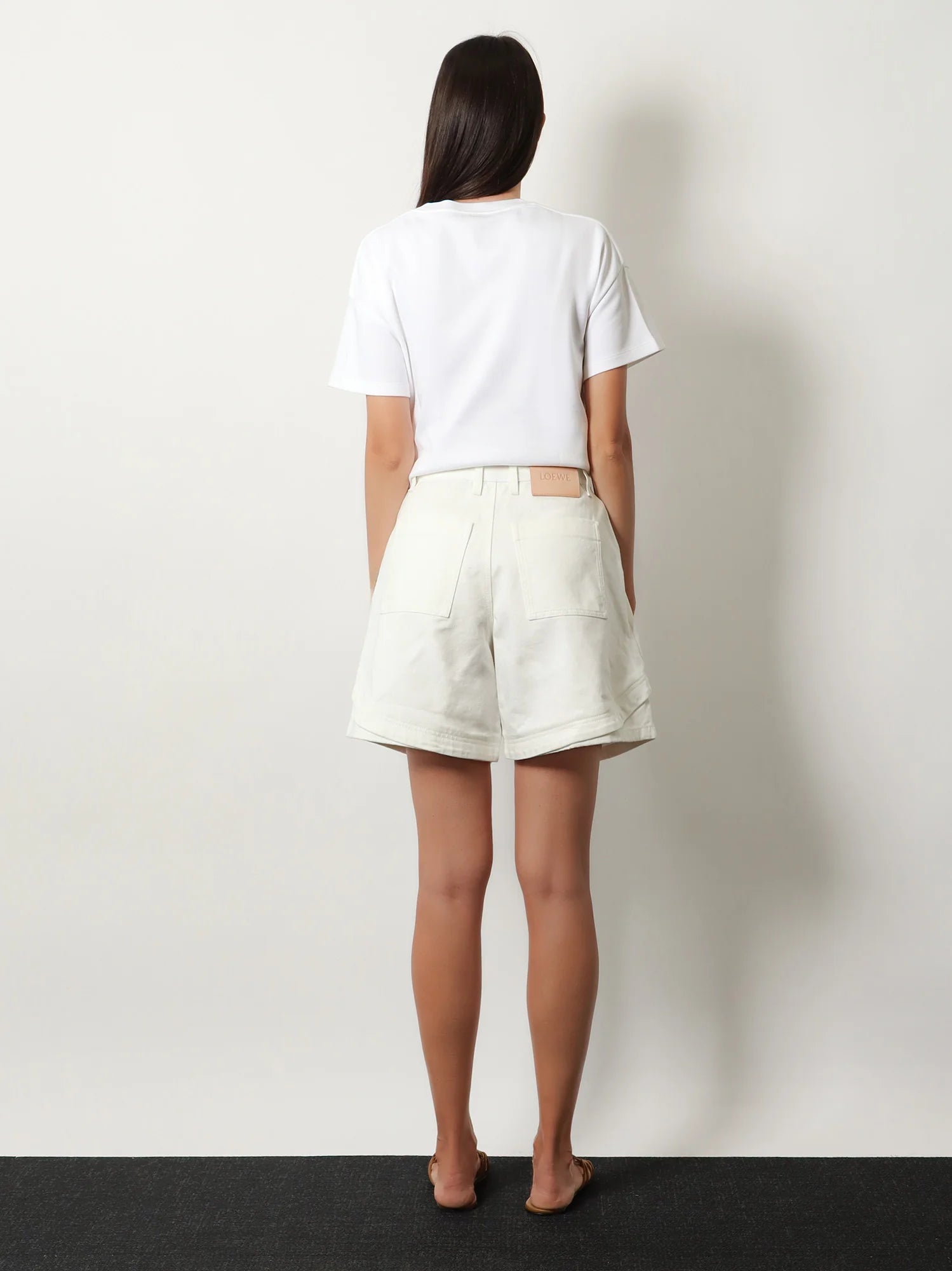 Asymmetric cotton blend t-shirt