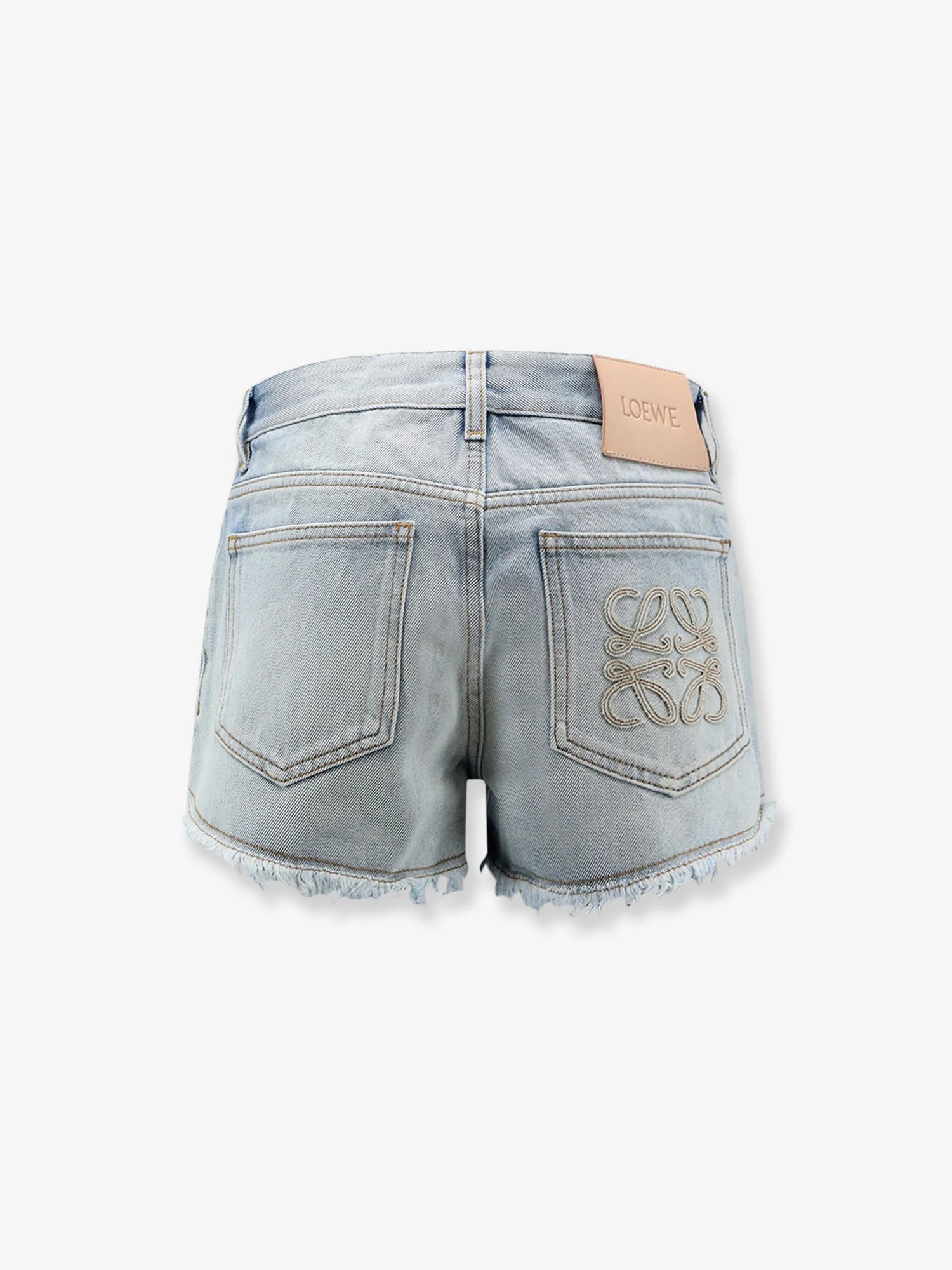 Paula's Ibiza-Blue denim bermuda shorts with frayed edges