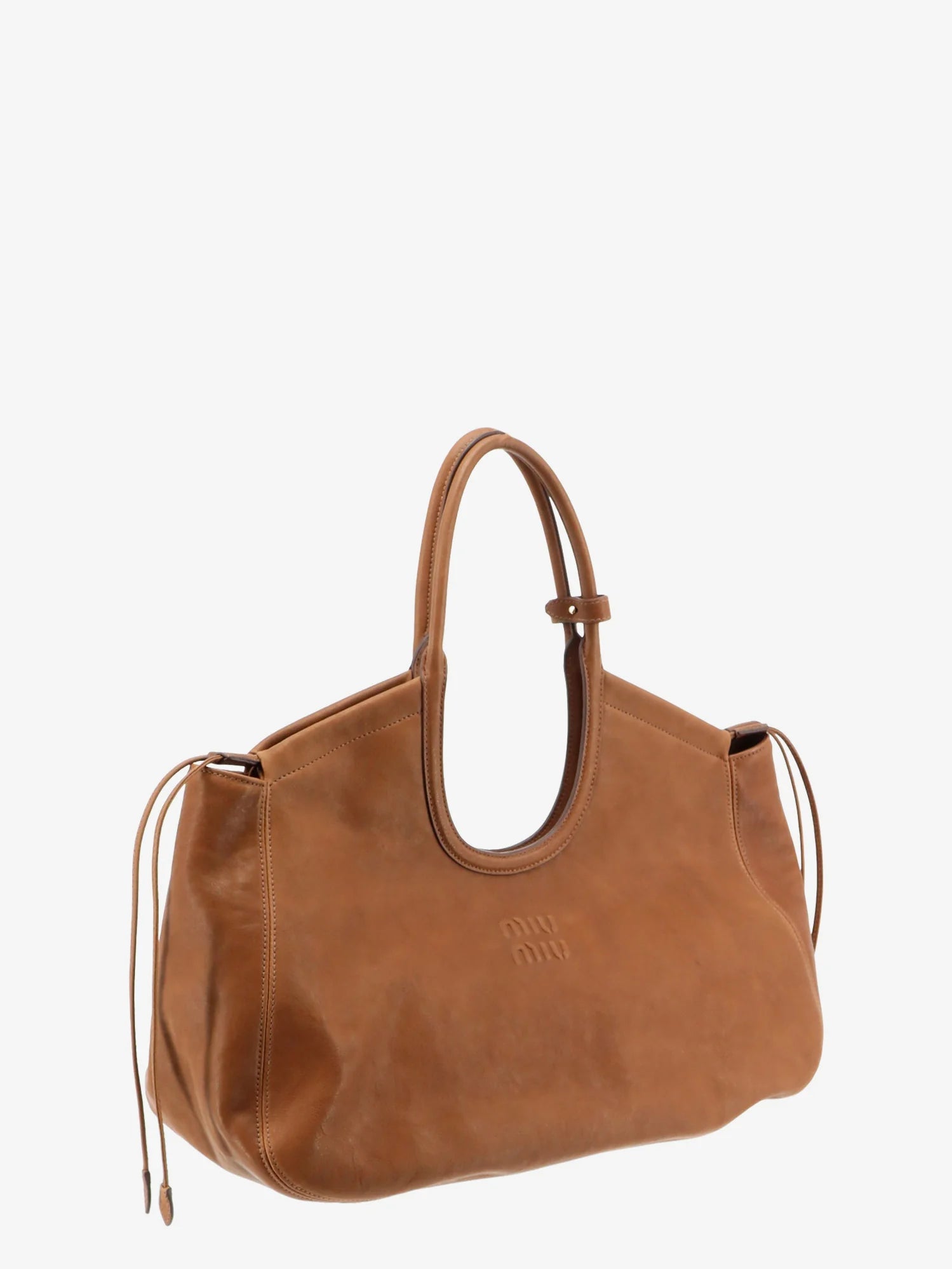 Ivy leather handbag with front lettering logo
