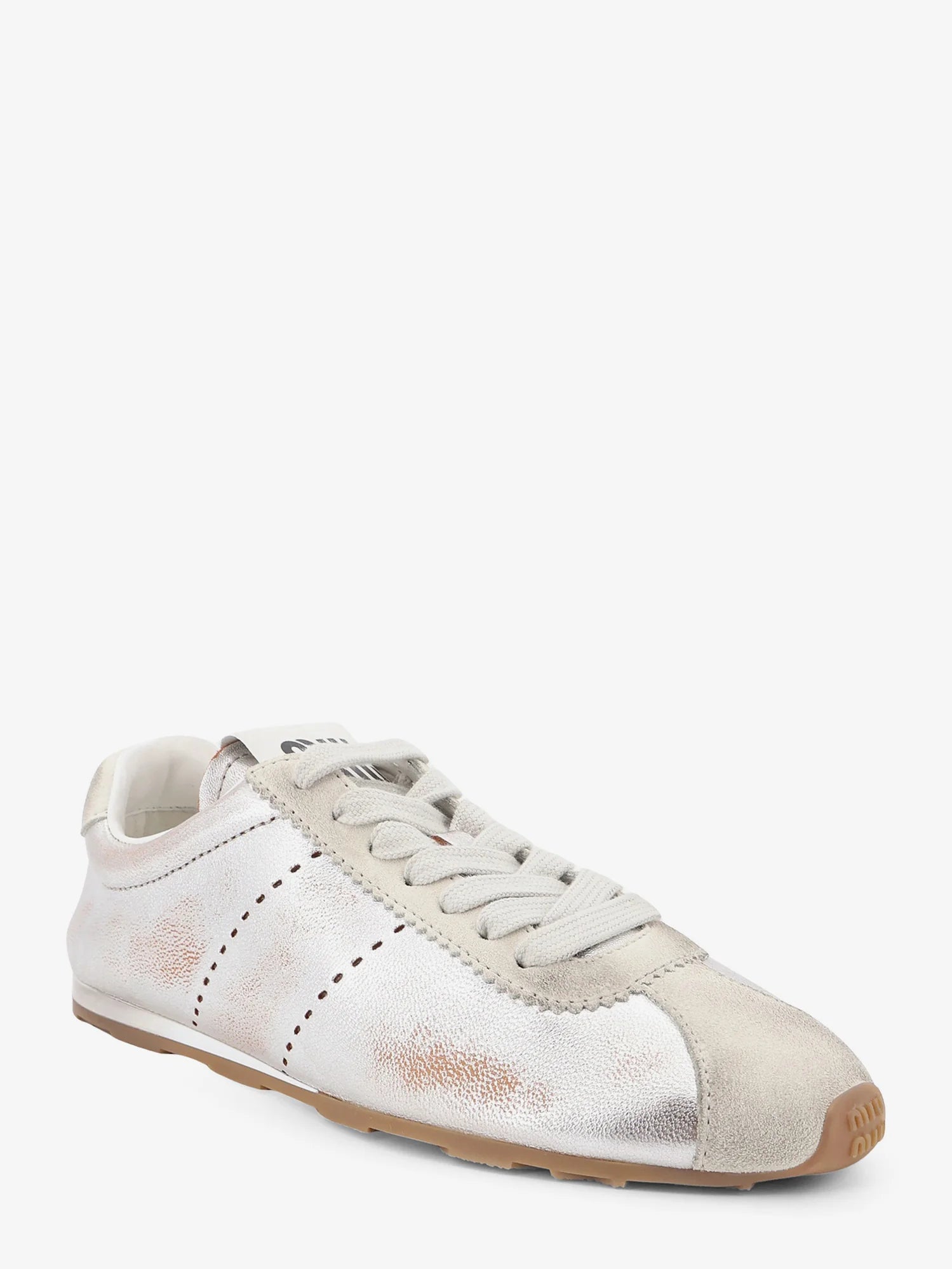 Plume vintage silver leather sneakers