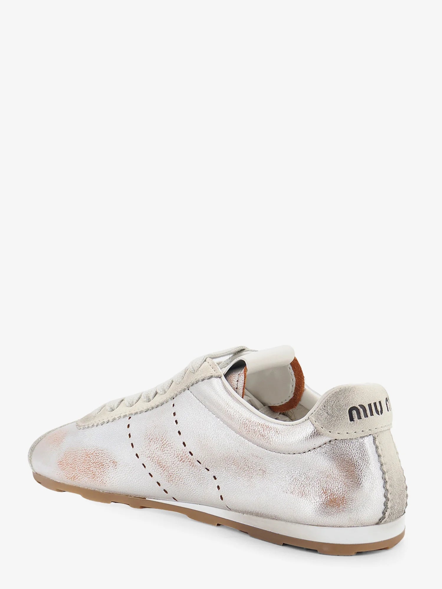 Plume vintage silver leather sneakers