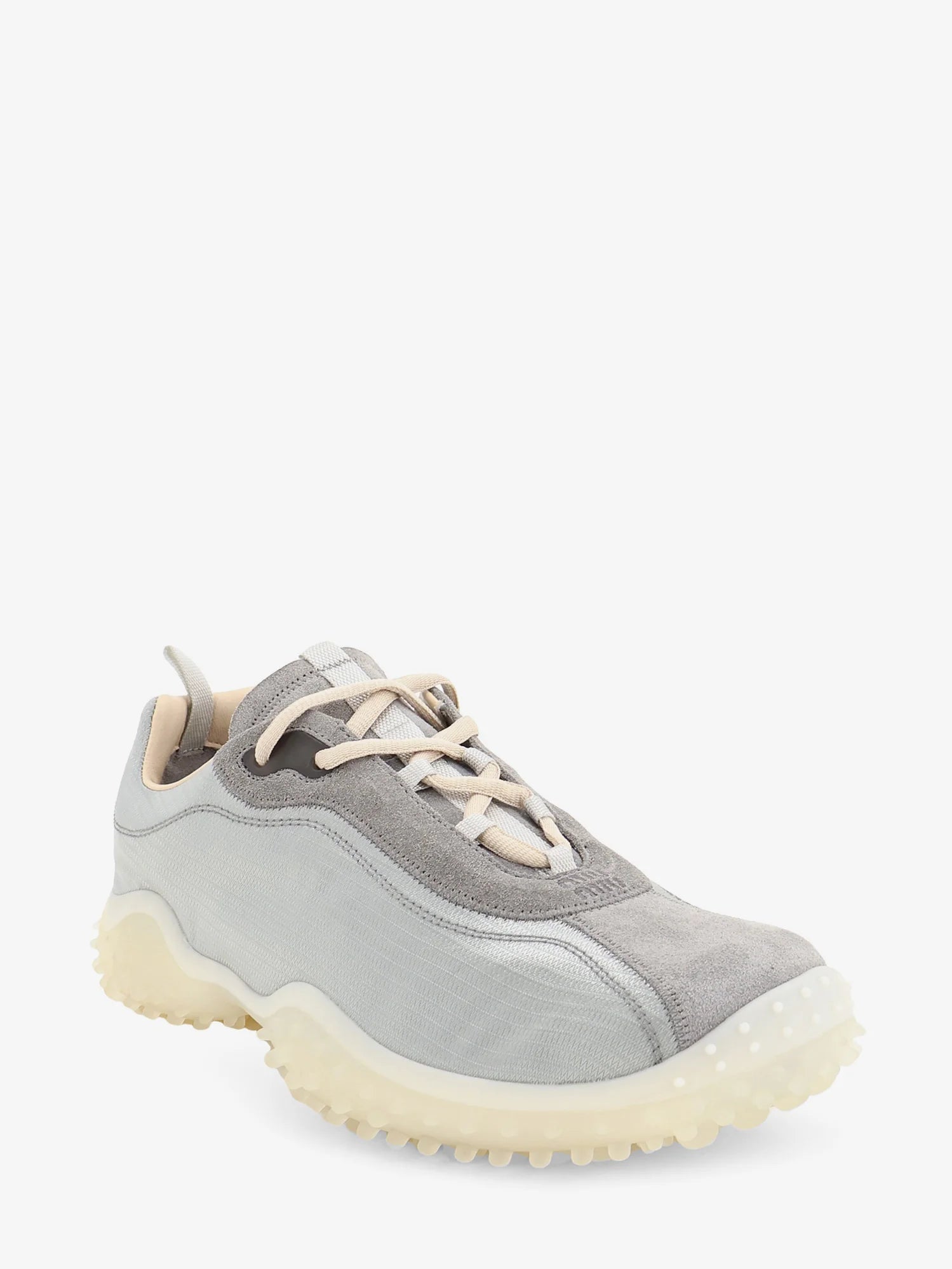 Nylon and suede sneakers with embroidered logo