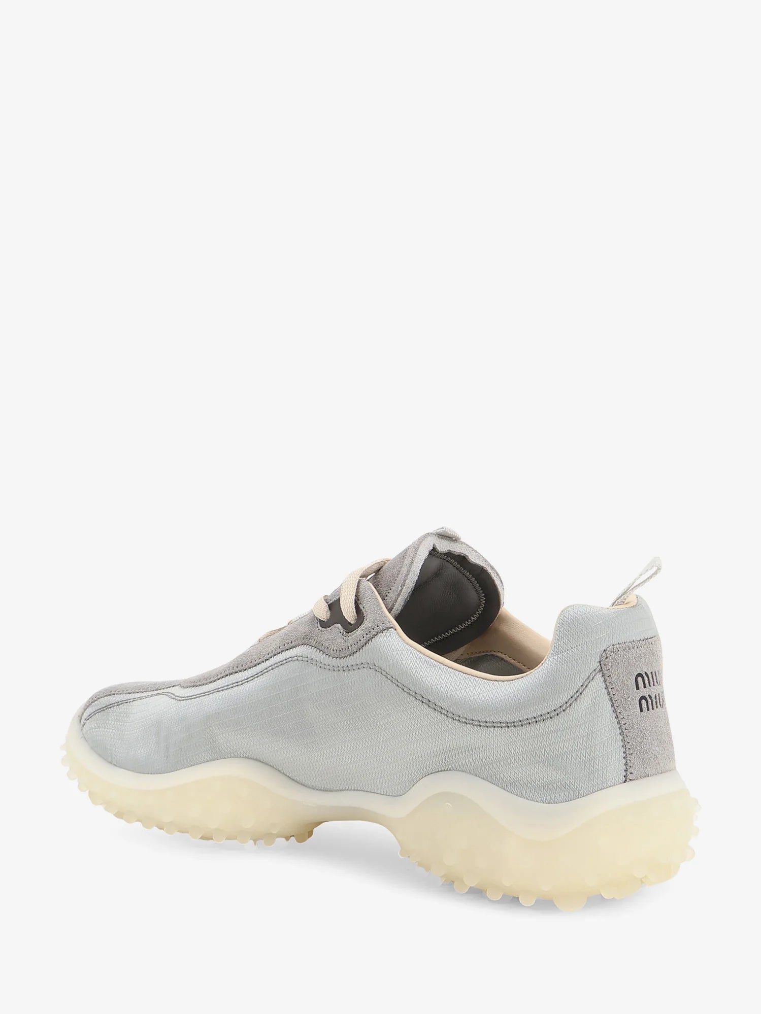 Nylon and suede sneakers with embroidered logo