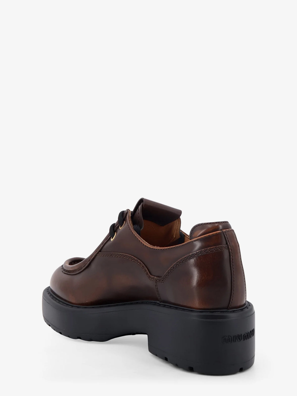 Leather lace-up with front lettering logo