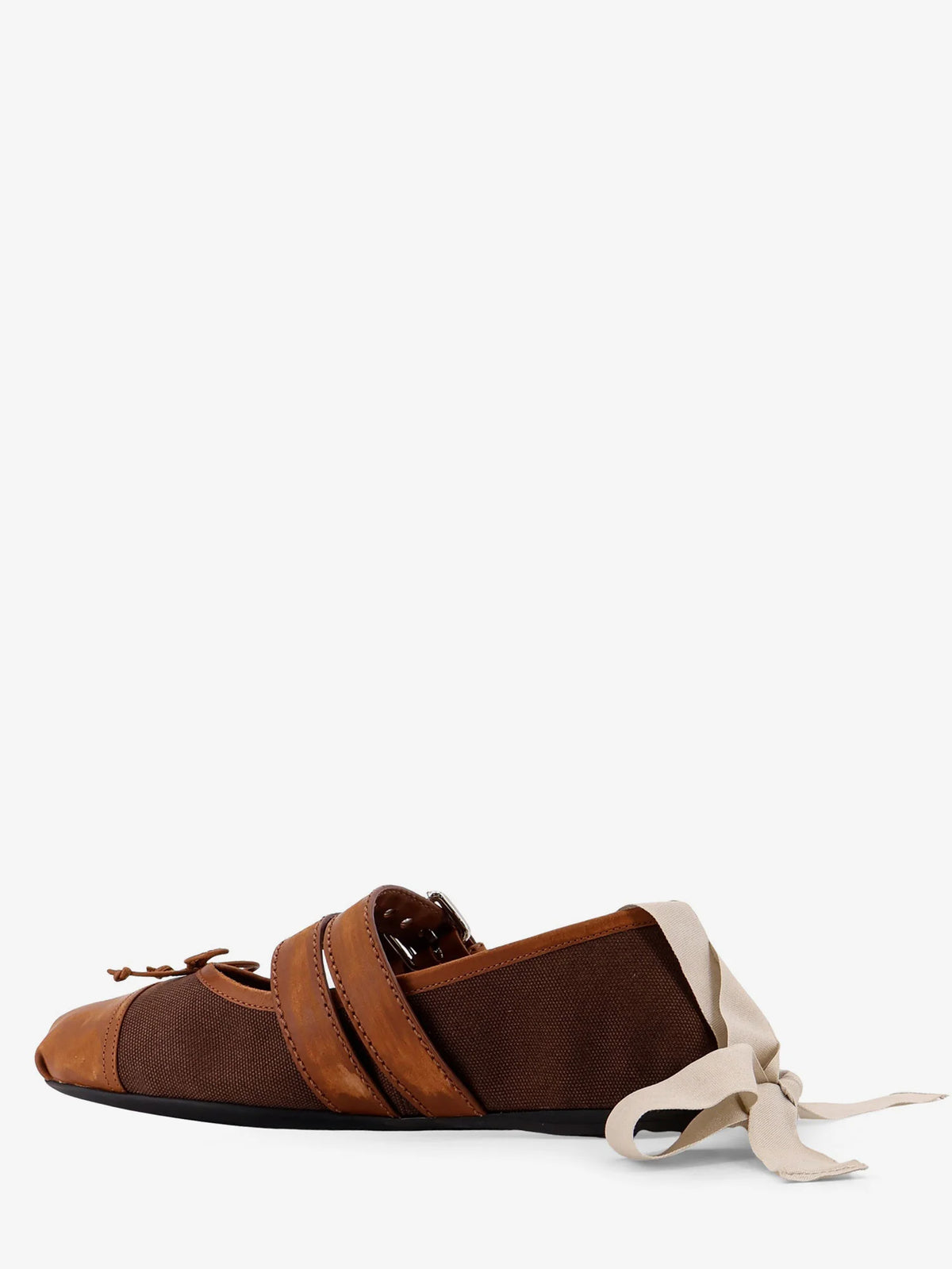 Canvas and leather blend ballerinas