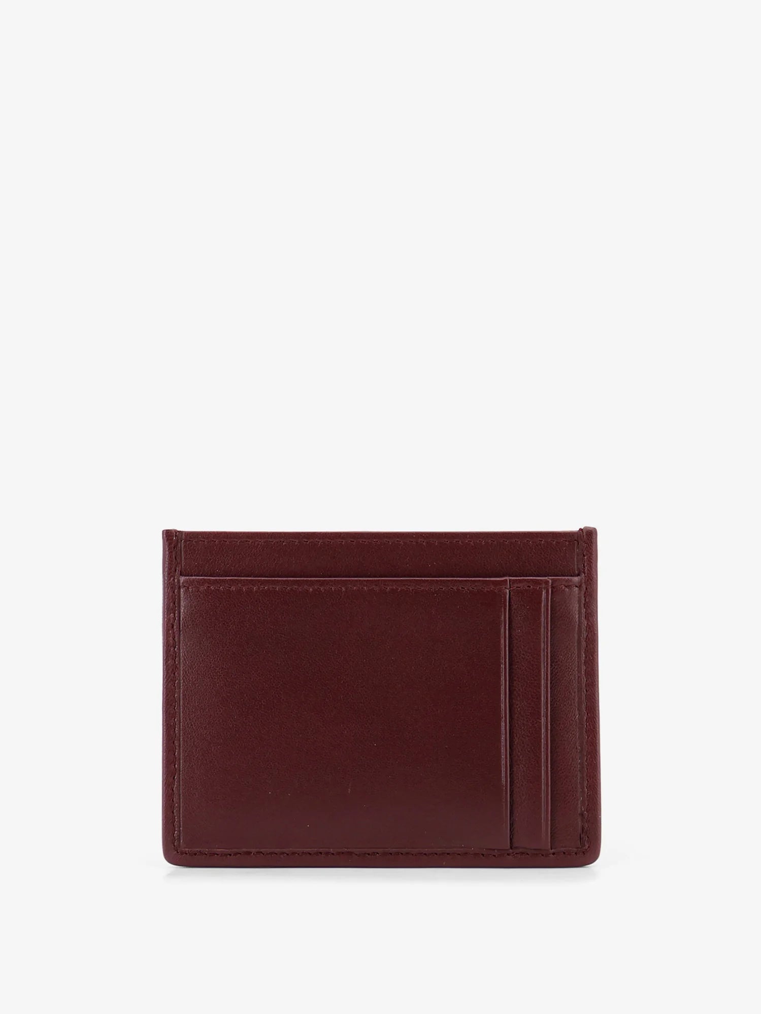 Matelassé leather card holder with metal lettering logo