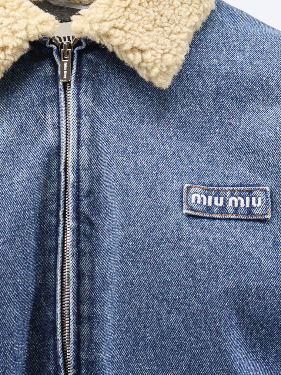 Denim Jacket with Lettering Logo patch