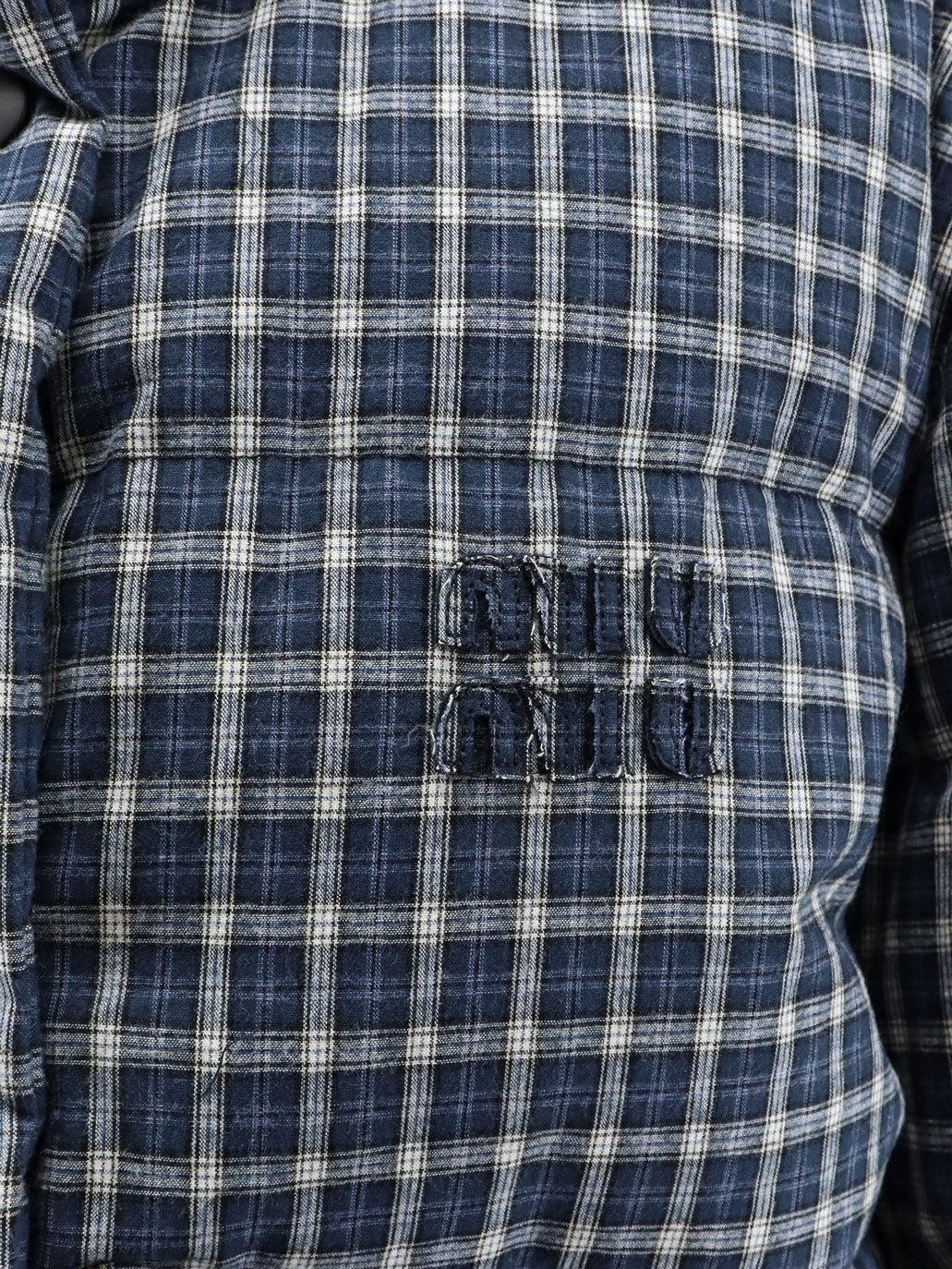 Reversible madras flannel down jacket