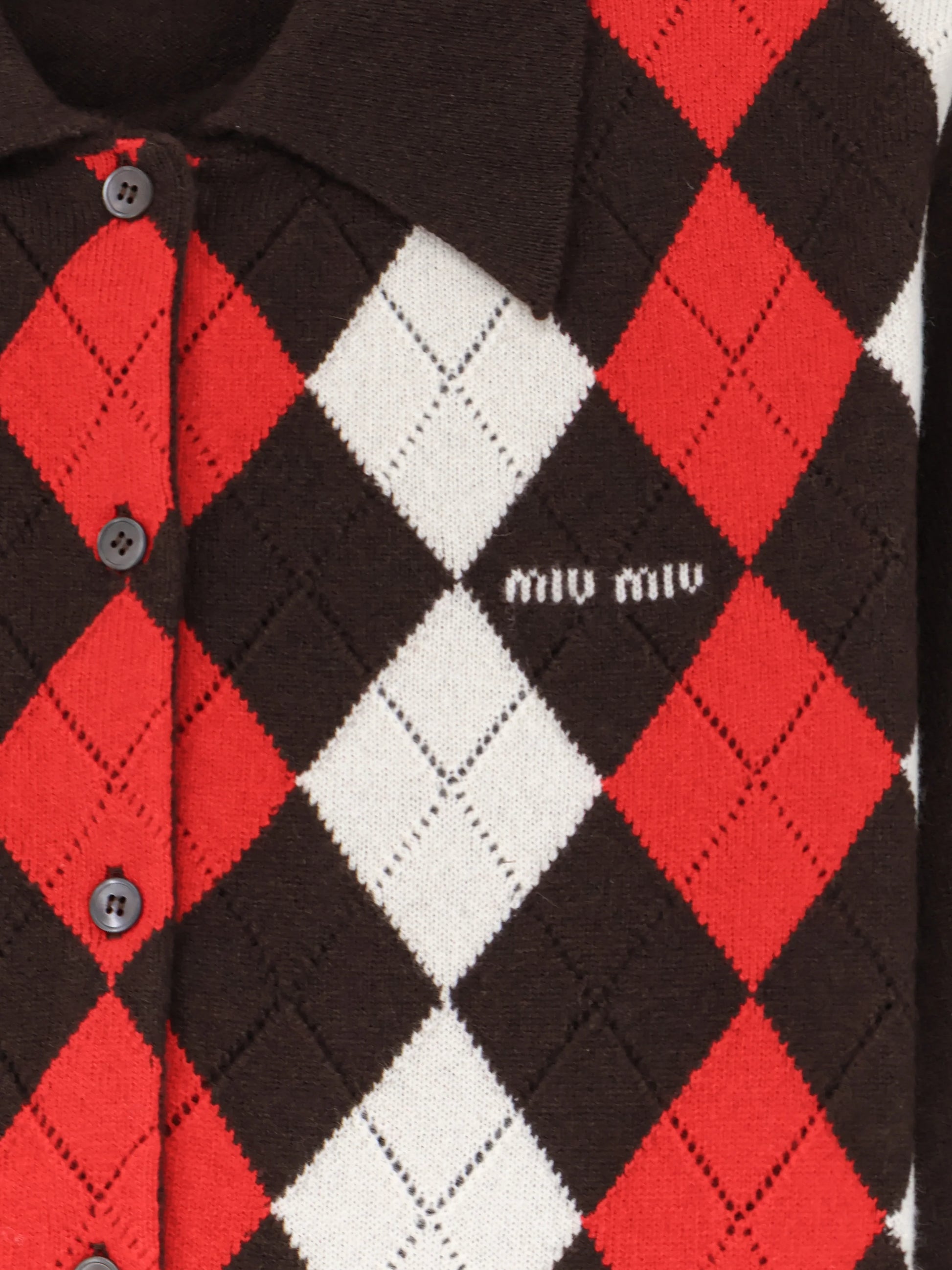 Diamond-patterned cashmere cardigan
