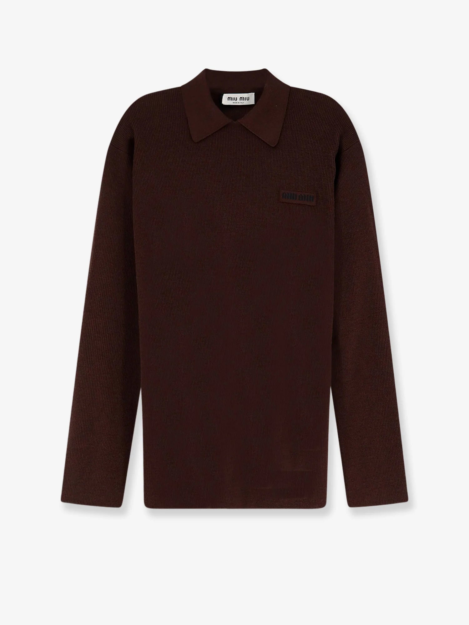 Wool polo shirt with embroidered logo on the front