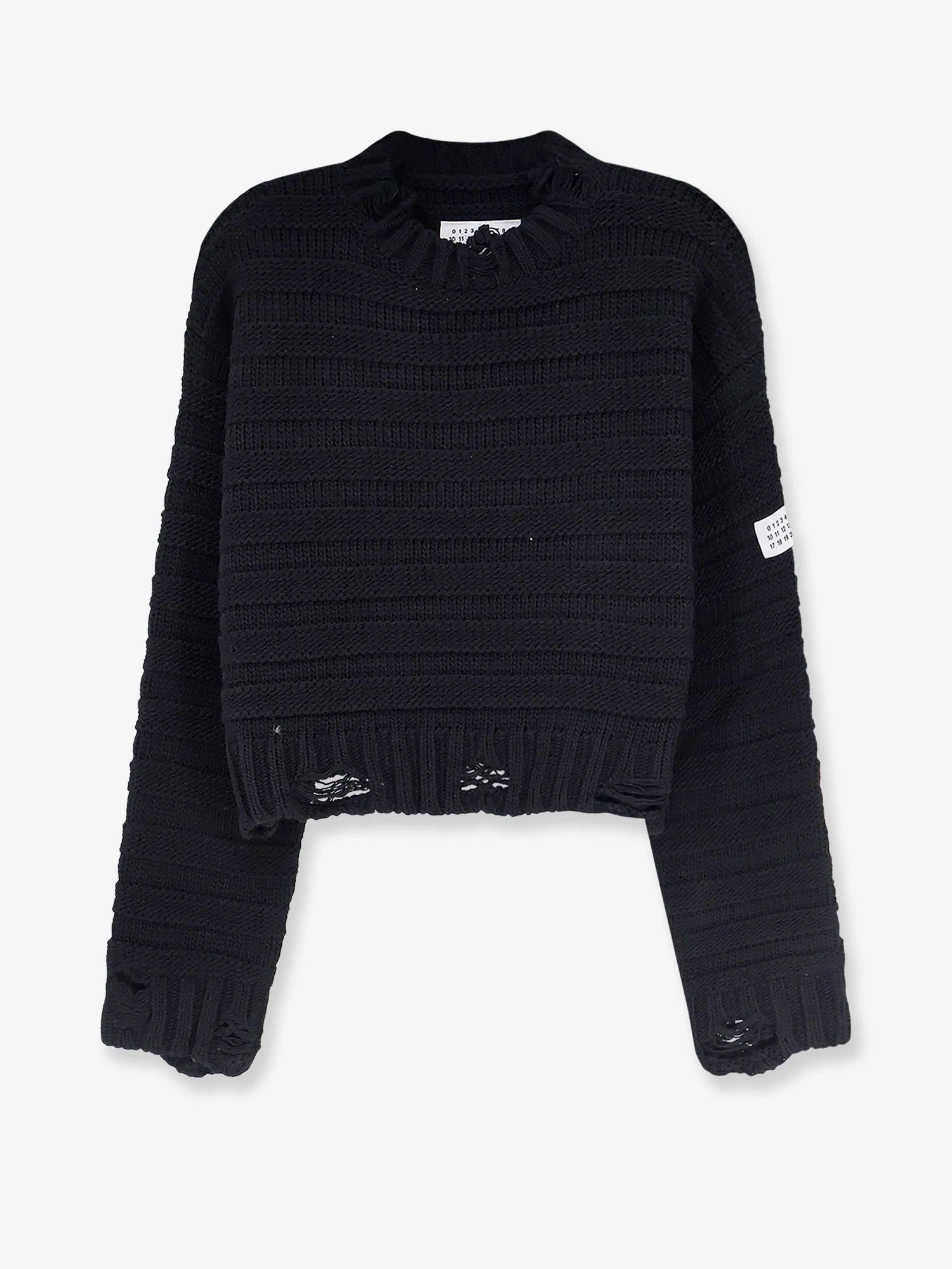 Destroyed effect wool blend sweater