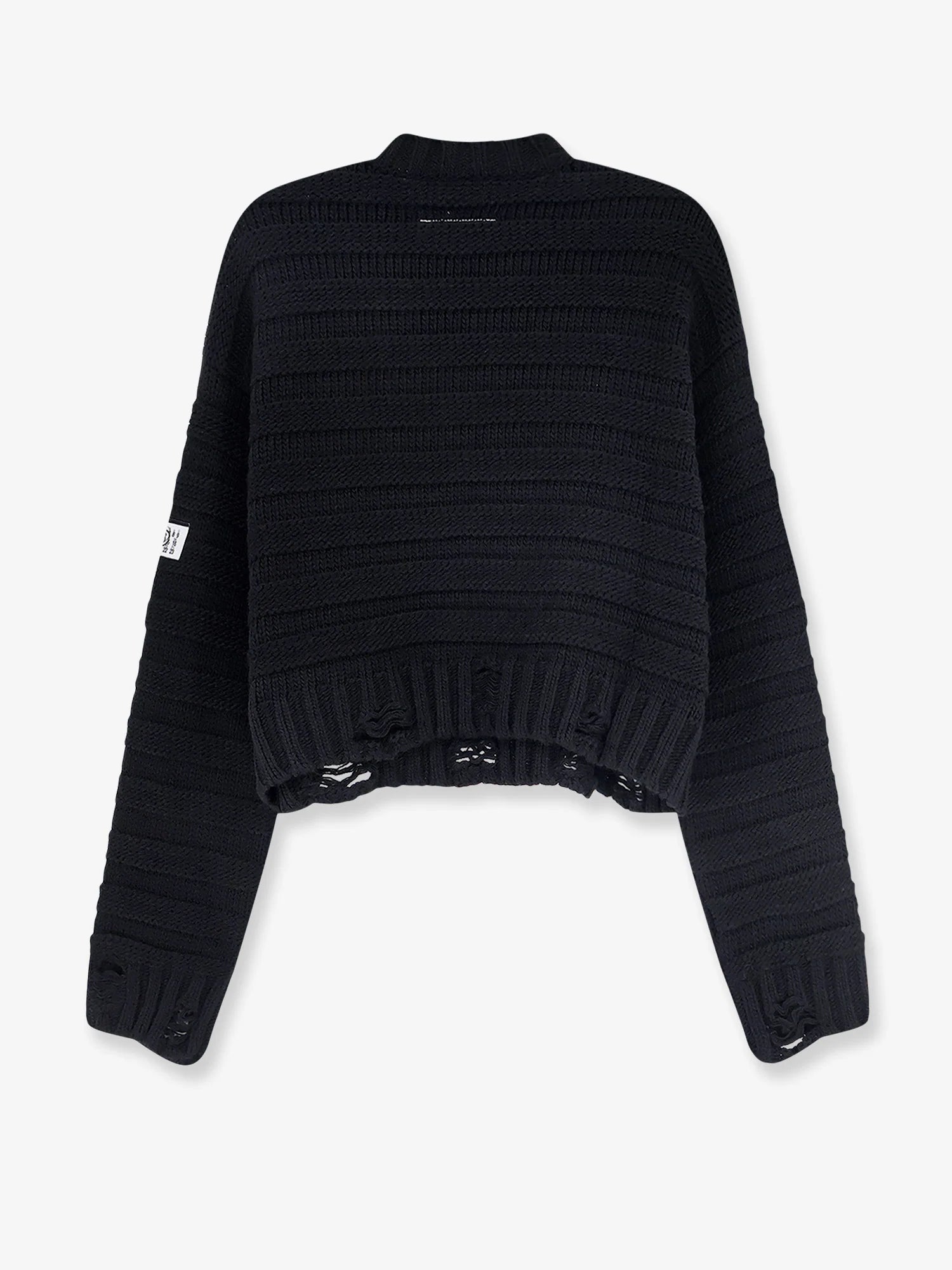 Destroyed effect wool blend sweater
