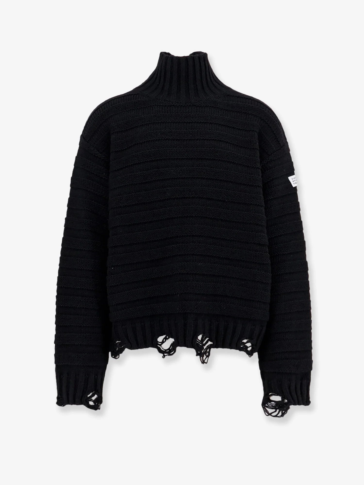 Wool blend sweater with distressed effect