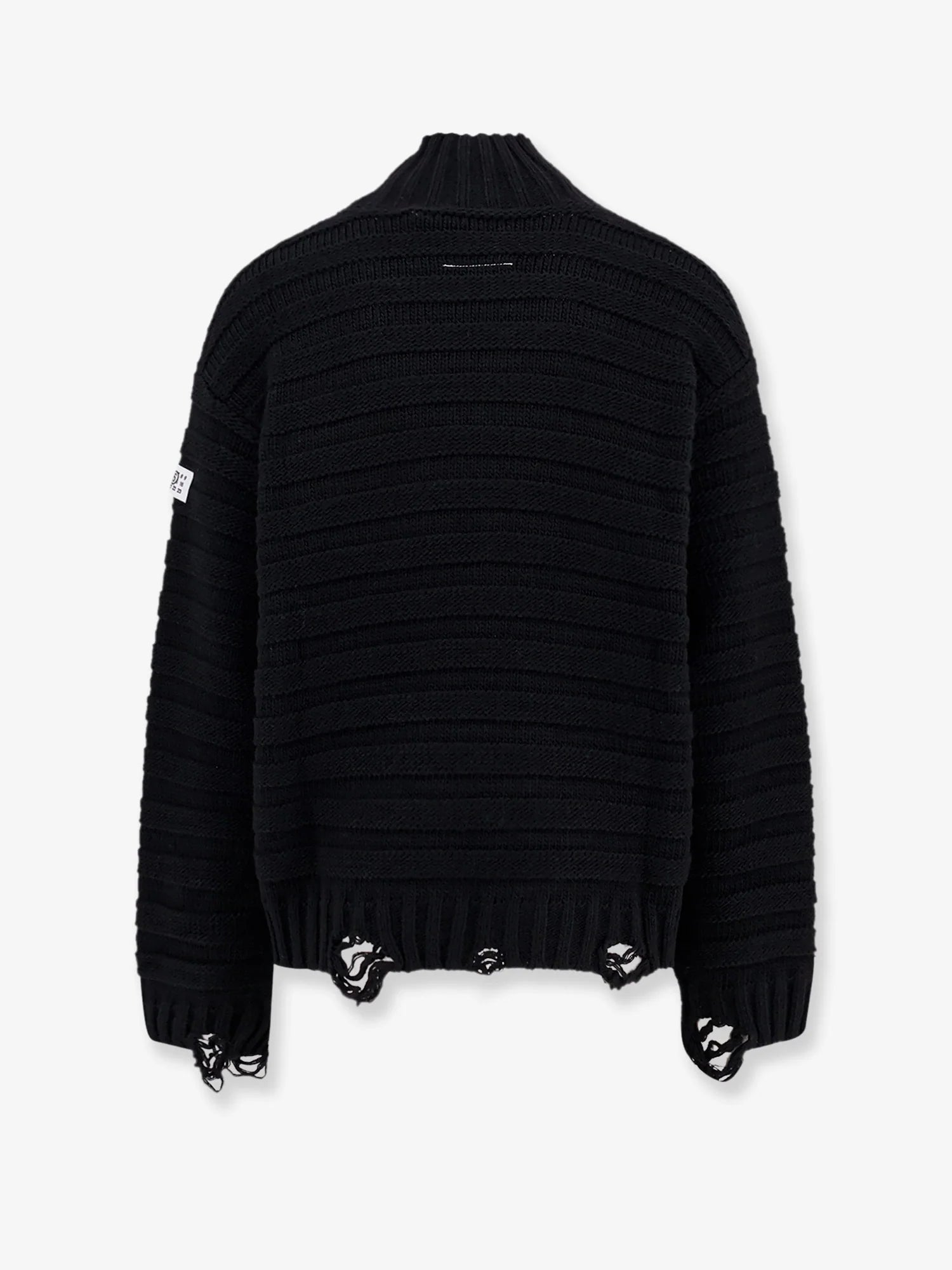 Wool blend sweater with distressed effect