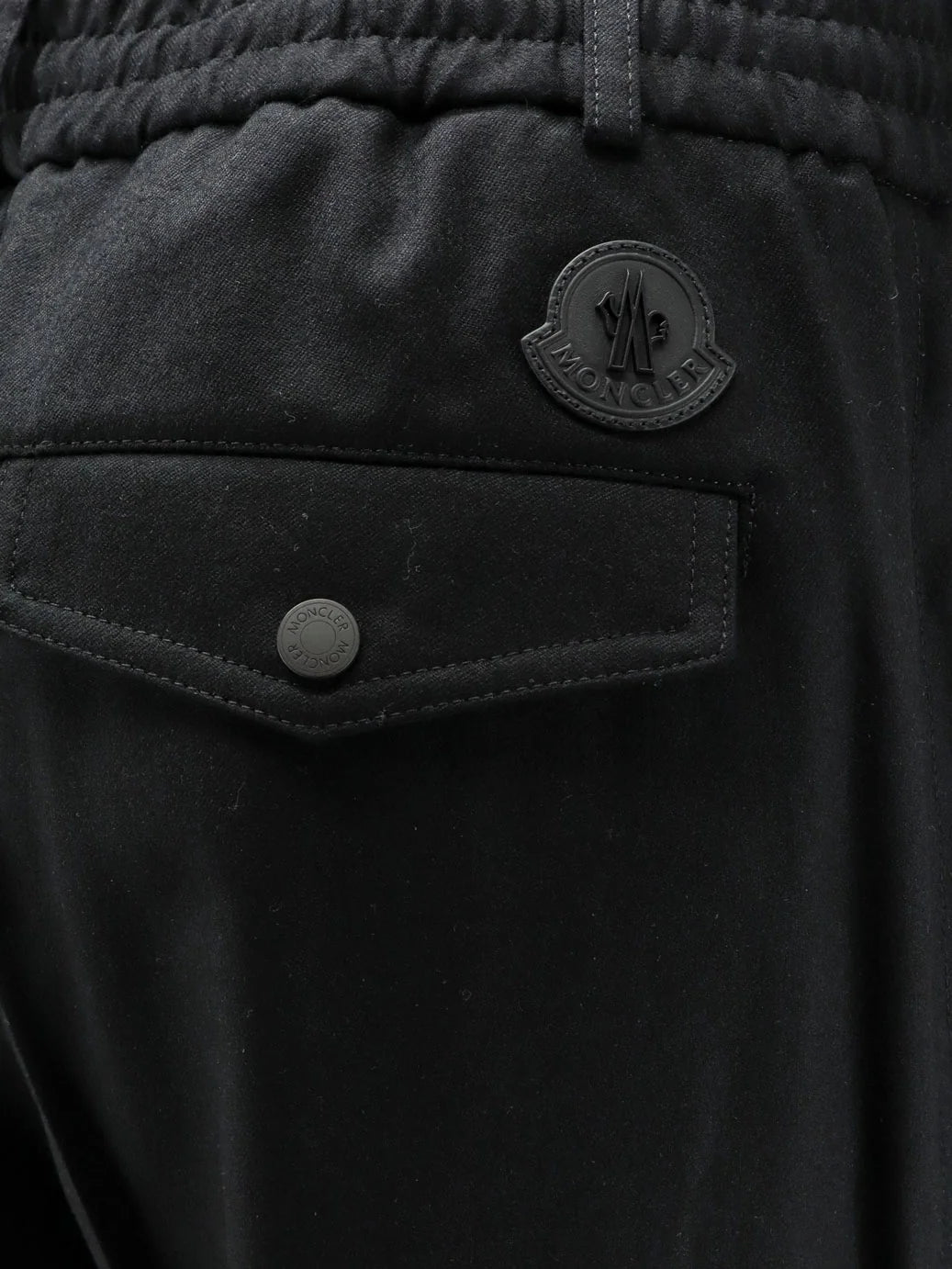 Virgin wool trousers with elastic and drawstring