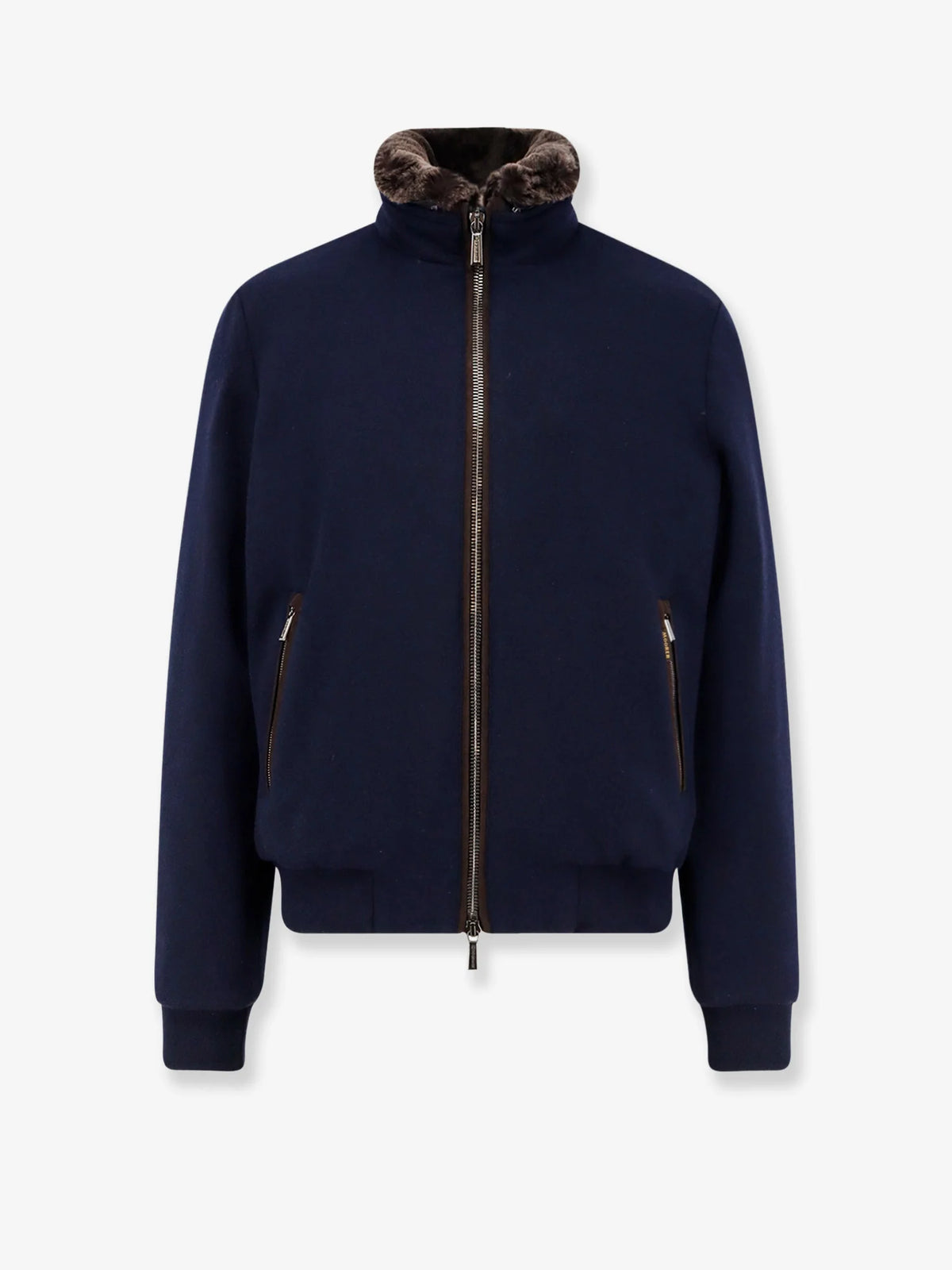 Bellati-Mrw wool and cashmere jacket with fur detail