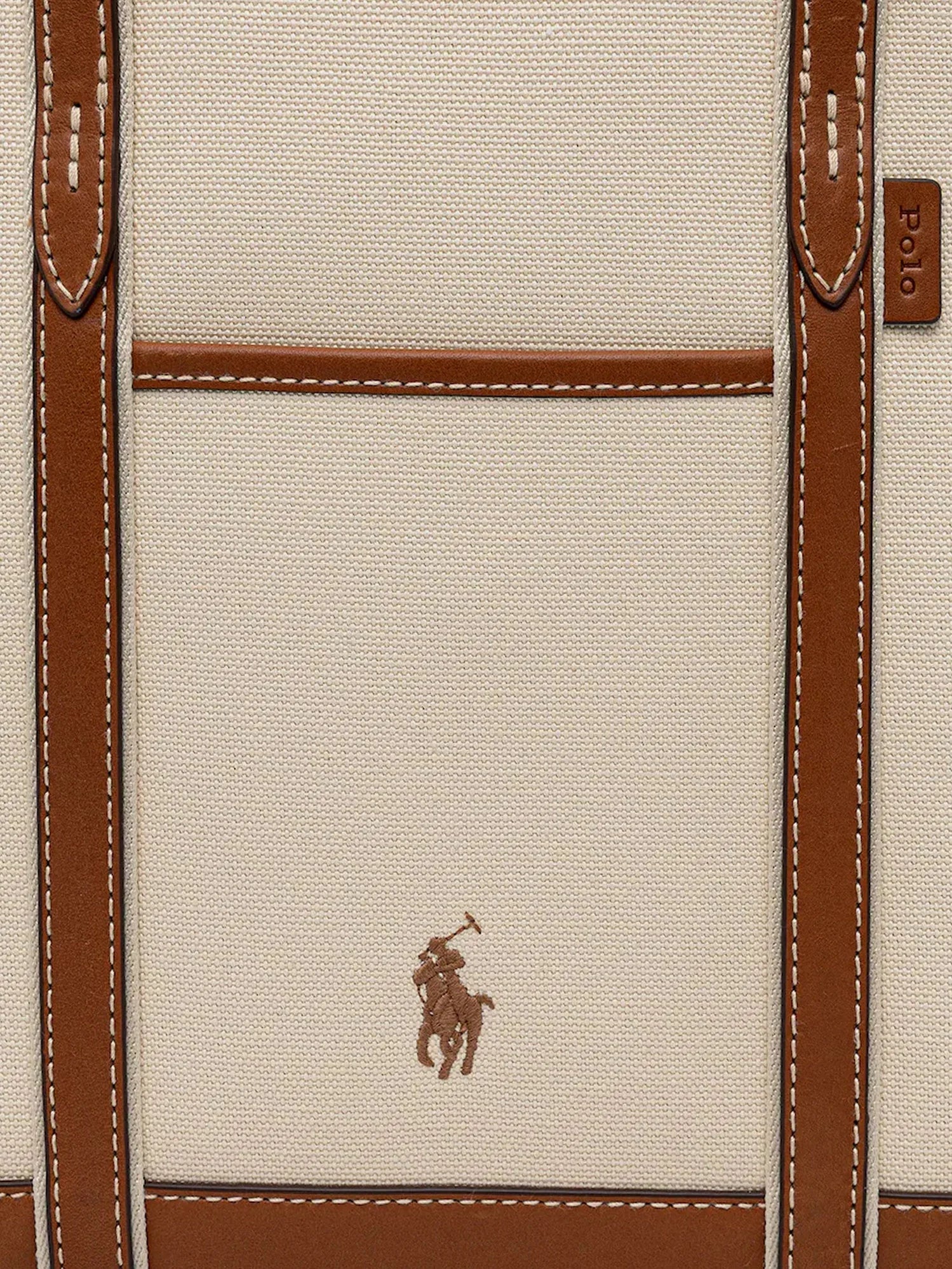 Canvas shoulder bag with embroidered logo on the front