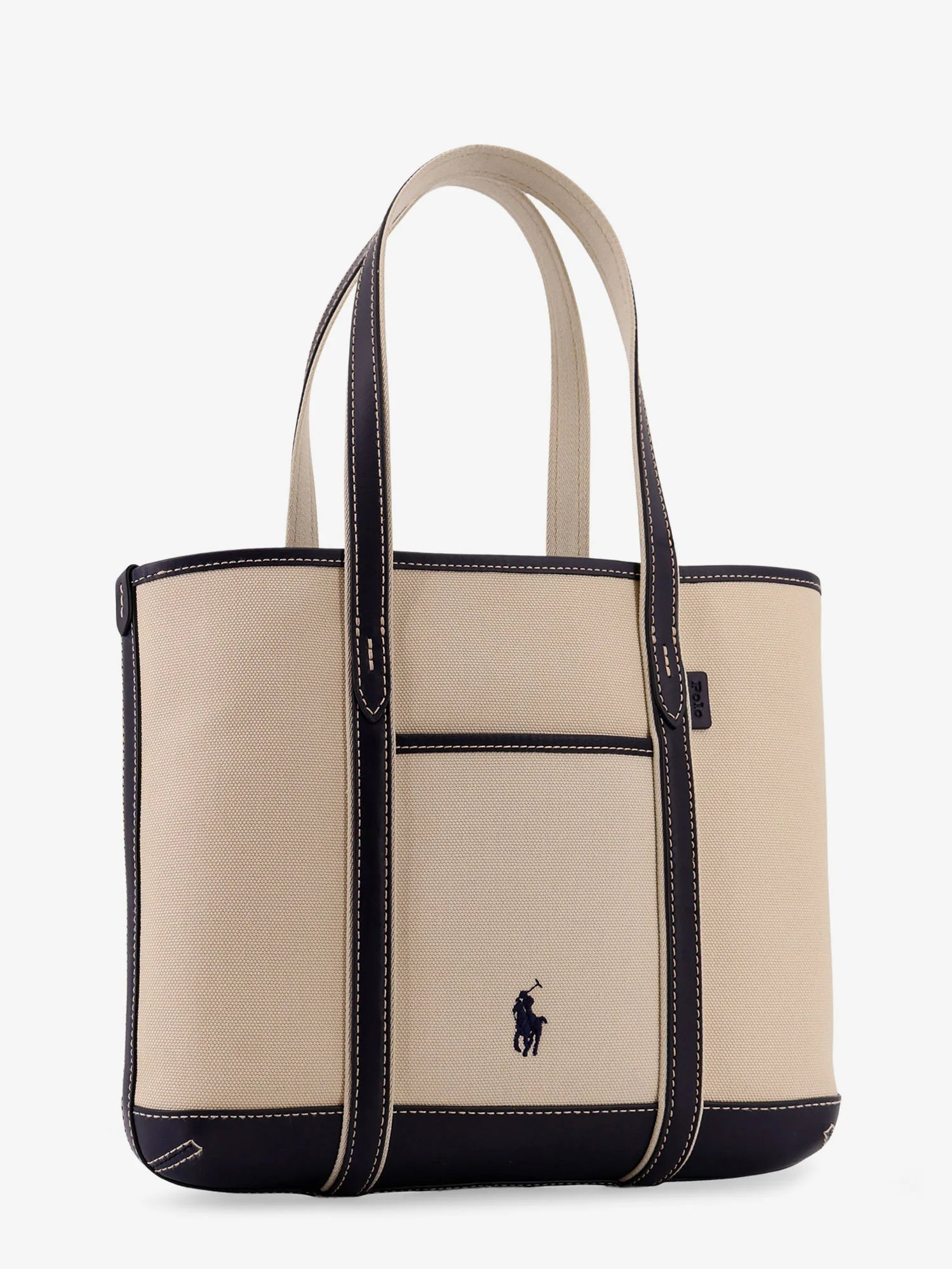 Canvas shoulder bag with embroidered logo on the front