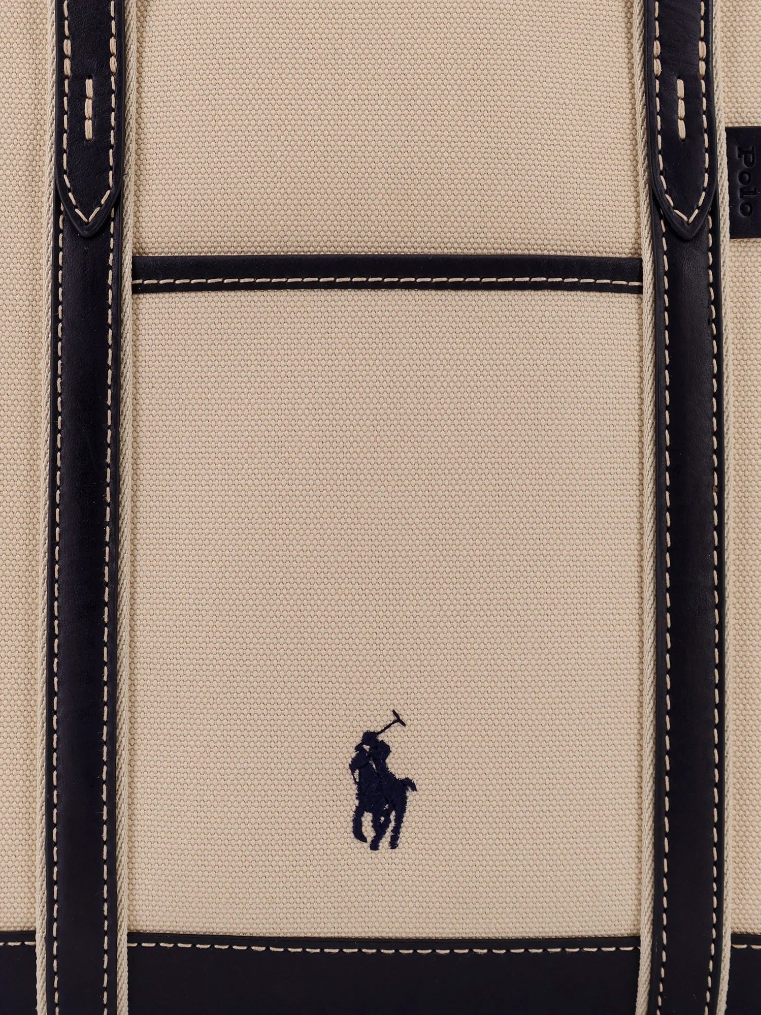 Canvas shoulder bag with embroidered logo on the front