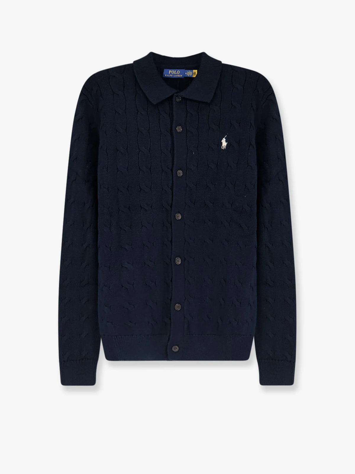 Cotton cardigan with braided knit