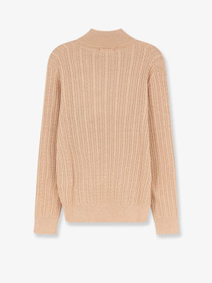 Cable knit cotton sweater with zip