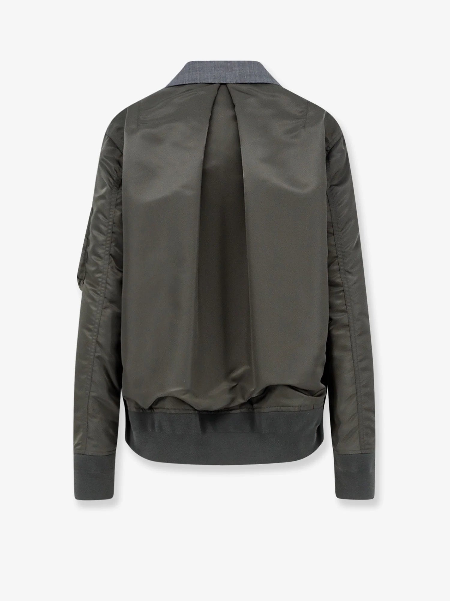 Wool blazer with nylon sleeves