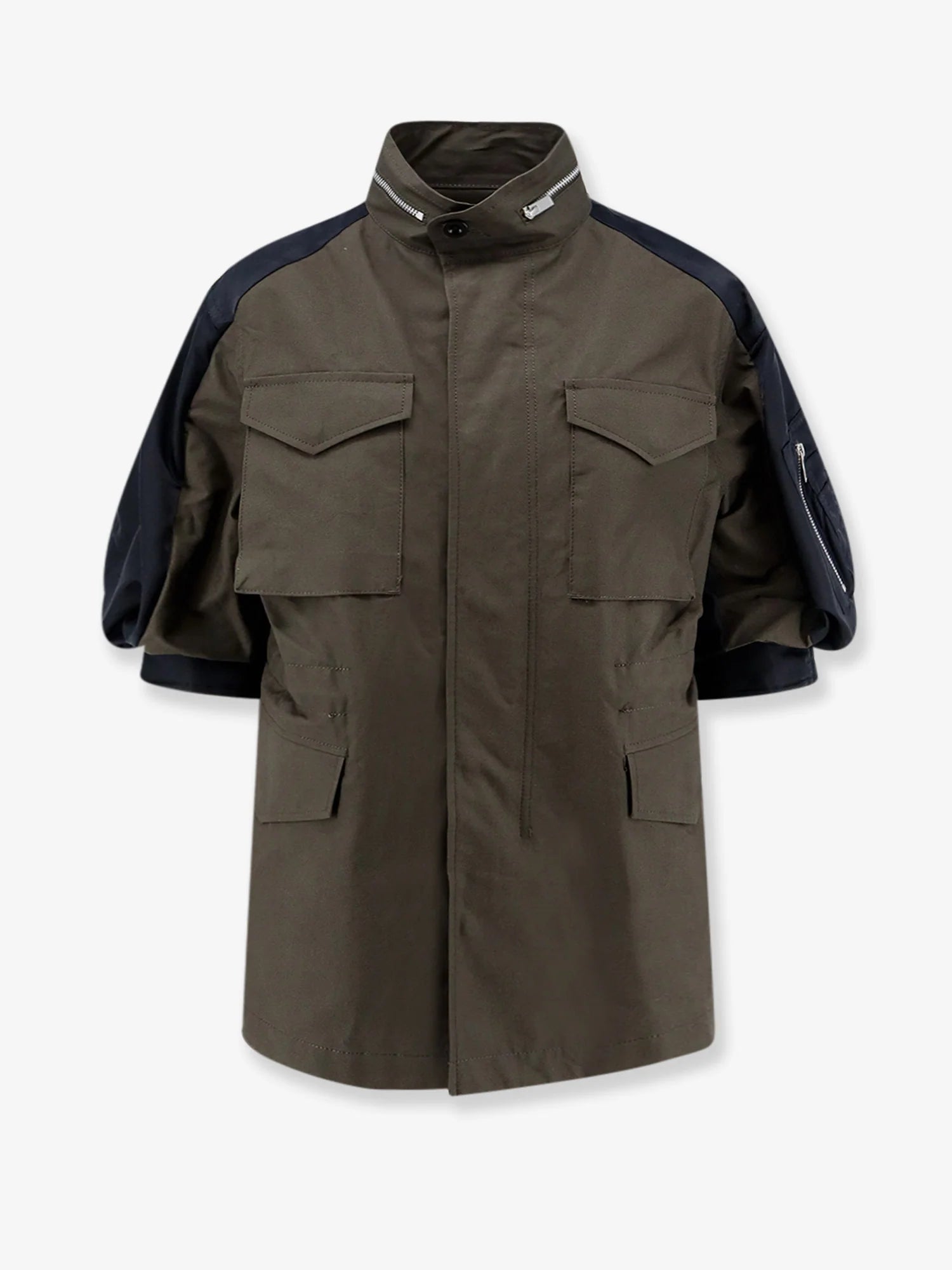 Canvas jacket with nylon sleeves