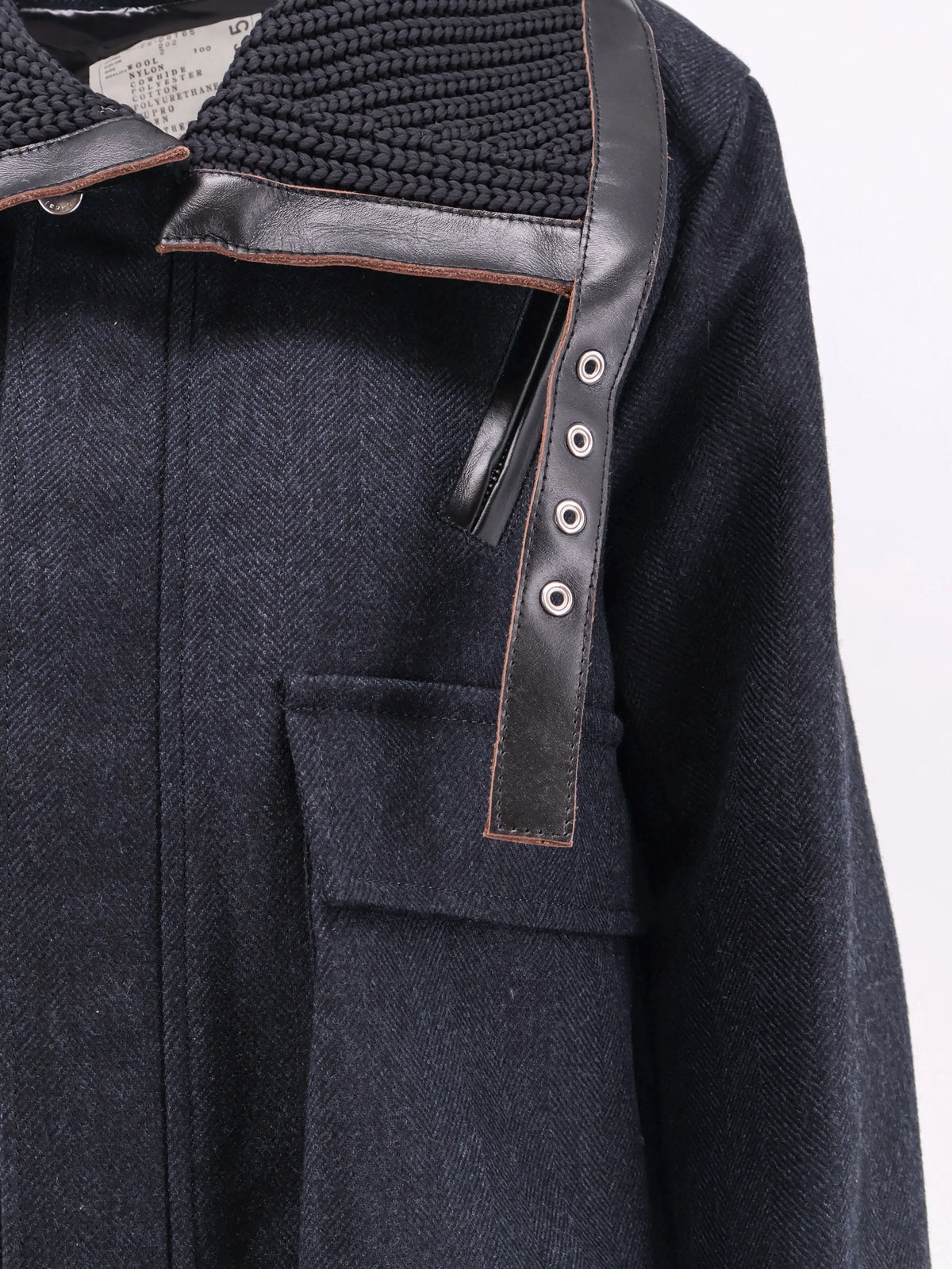 Herringbone wool padded bomber