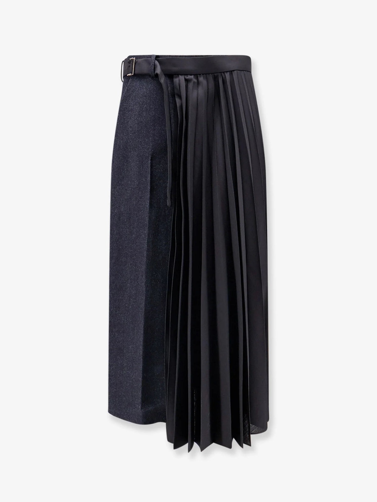 Wool skirt with pleated insert