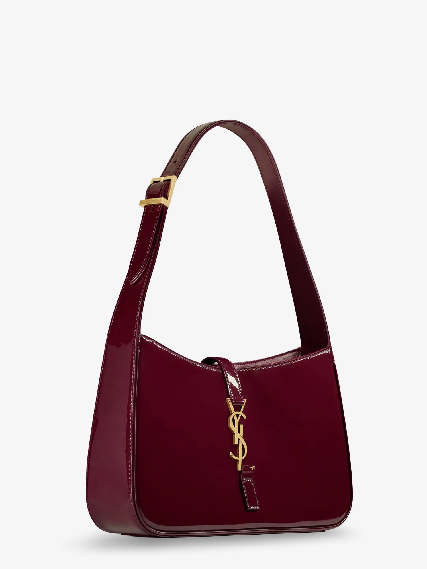 LE 5 À 7 bordeaux patent leather shoulder bag