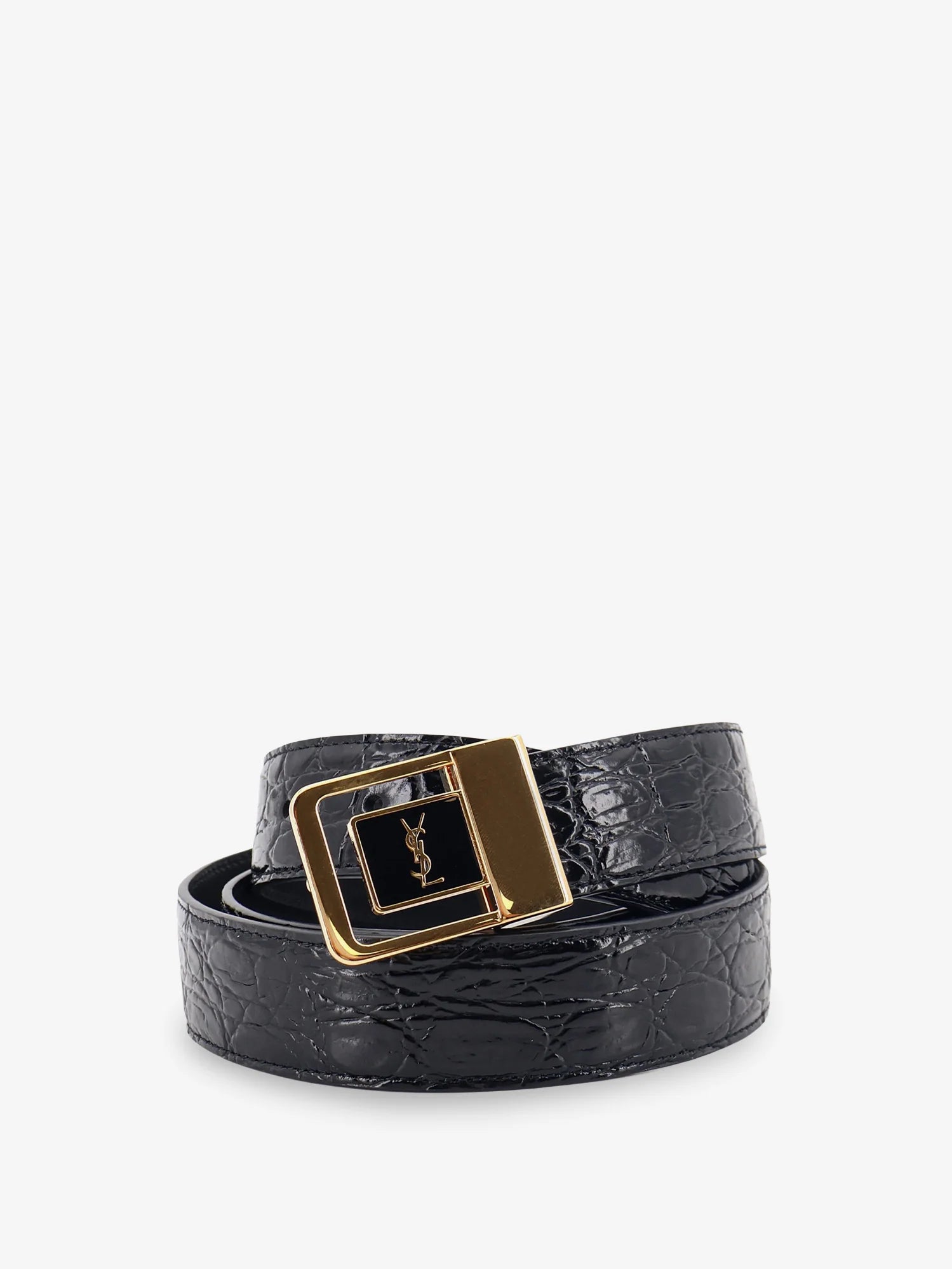 La 66 crocodile-embossed leather belt