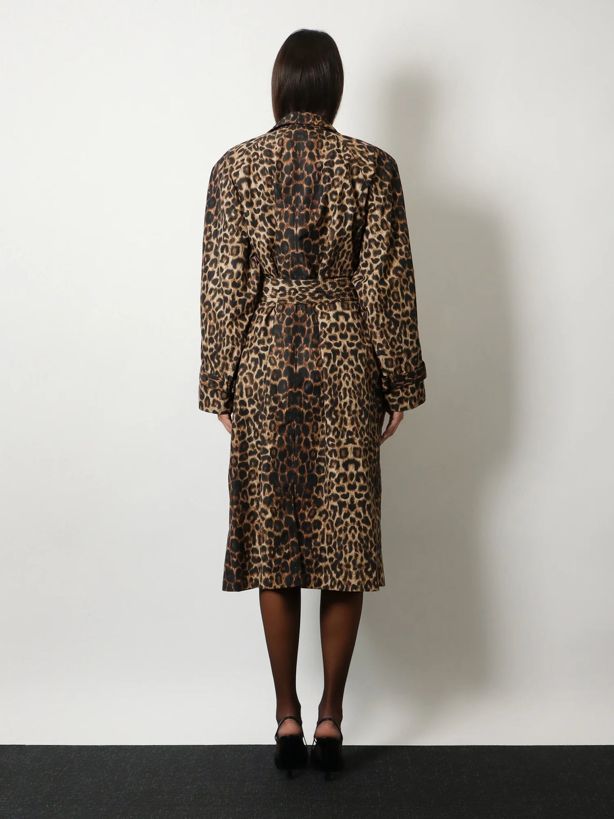 Nylon trench with animal print