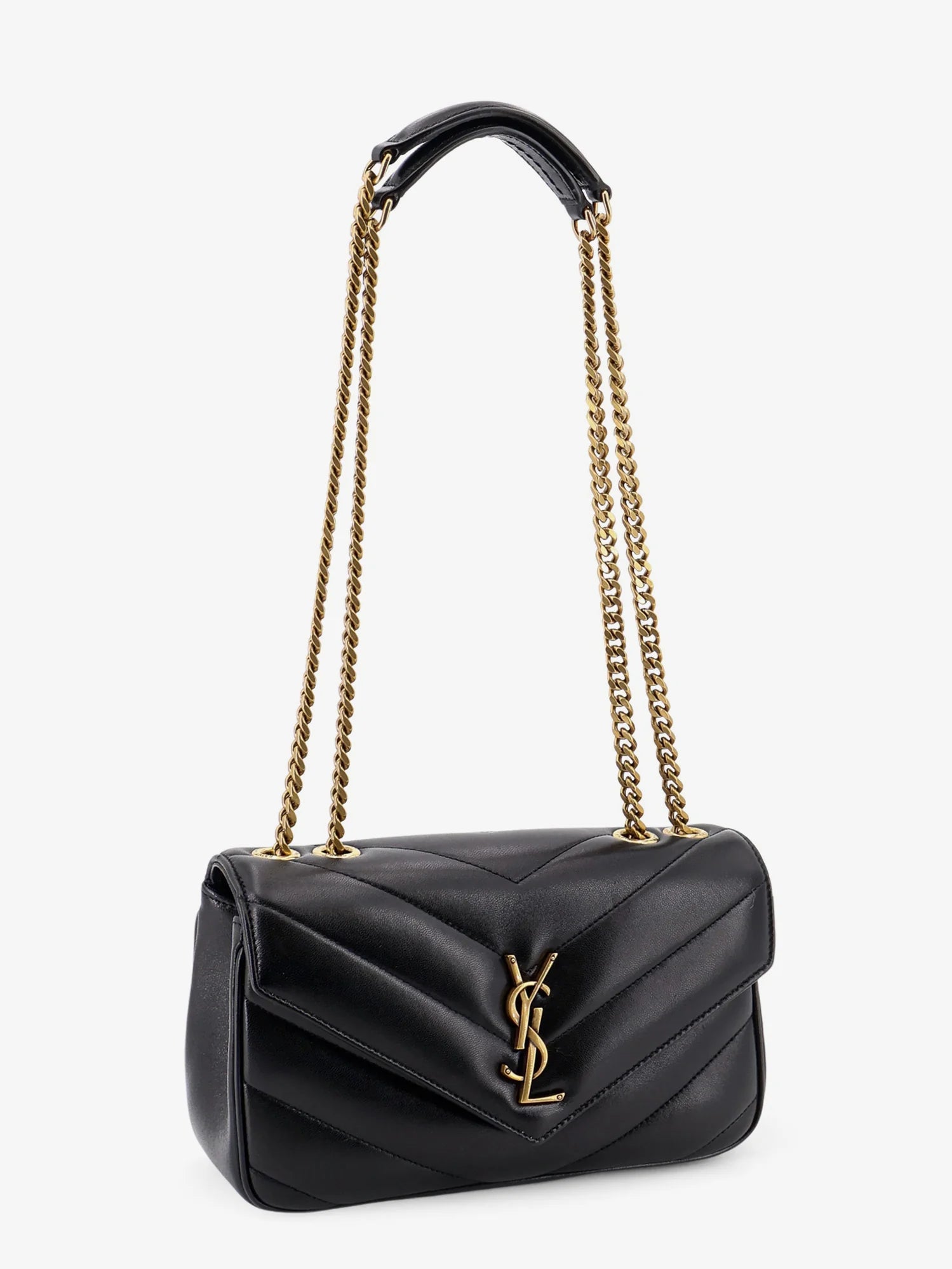 Loulou leather shoulder bag with metal Cassandre logo