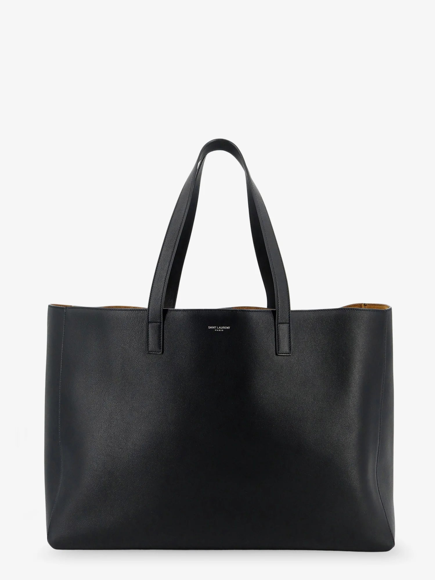 Leather shopping bag with front logo