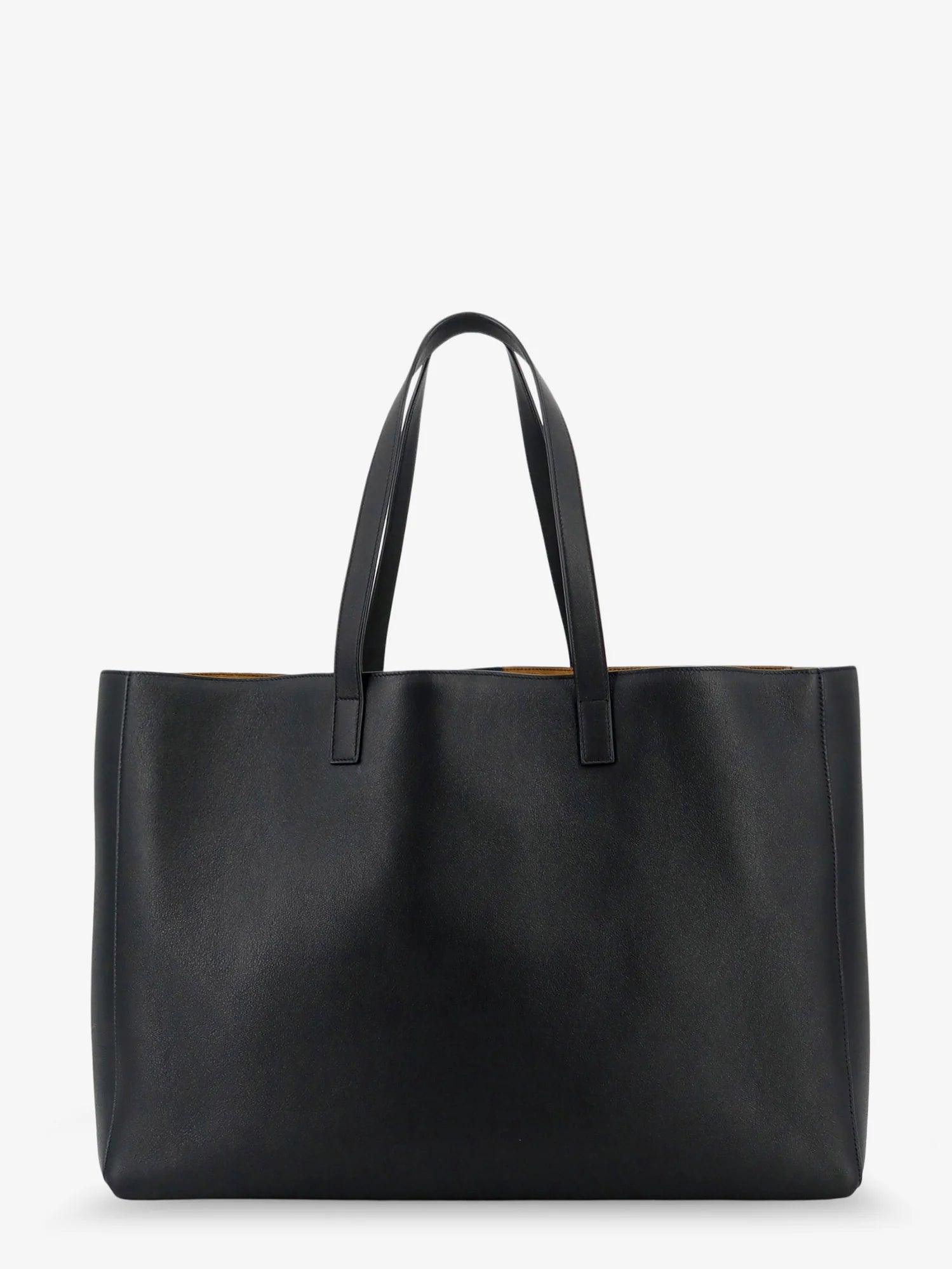 Leather shopping bag with front logo