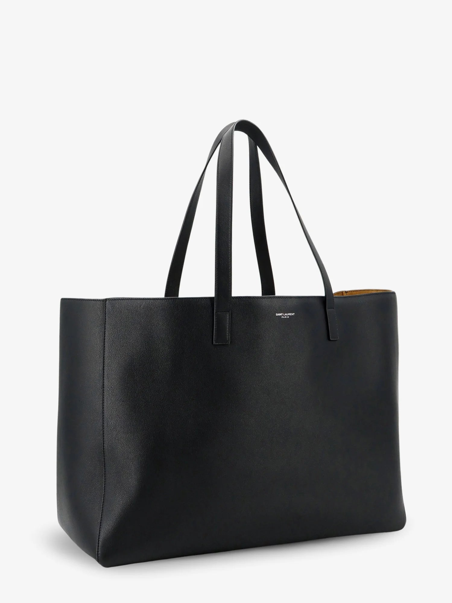 Leather shopping bag with front logo